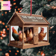 Personalized Chicken coop Xmas Ornament, 2d Flat chicken ornament, Christmas decor, chicken farmhouse, Christmas keepsake, farm chicken