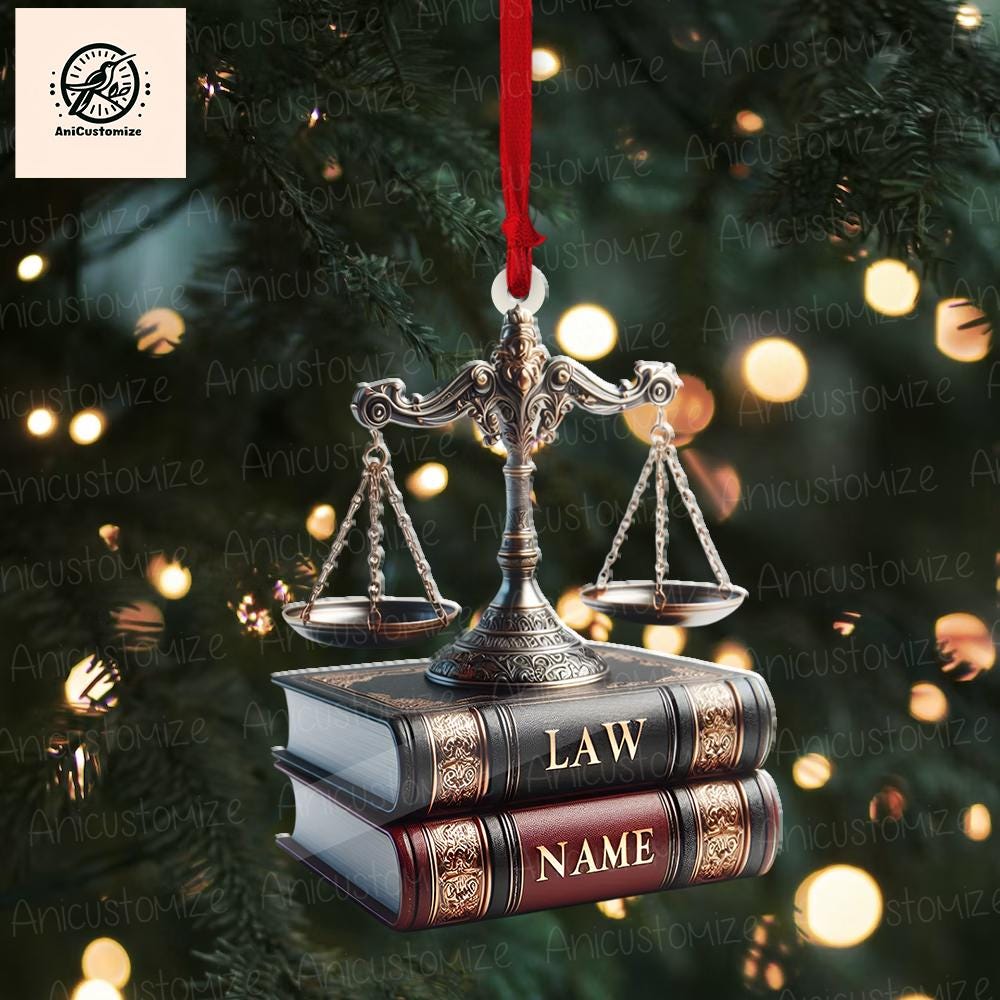 2D FLAT Personalized Lawyer Attorney Judge Ornaments, Lawyer Christmas Ornament, Law Justice Ornament, Law School Graduation Decorations