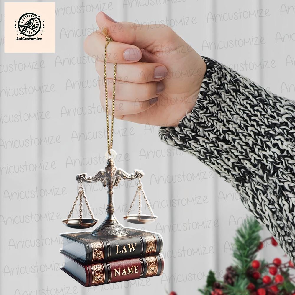 2D FLAT Personalized Lawyer Attorney Judge Ornaments, Lawyer Christmas Ornament, Law Justice Ornament, Law School Graduation Decorations