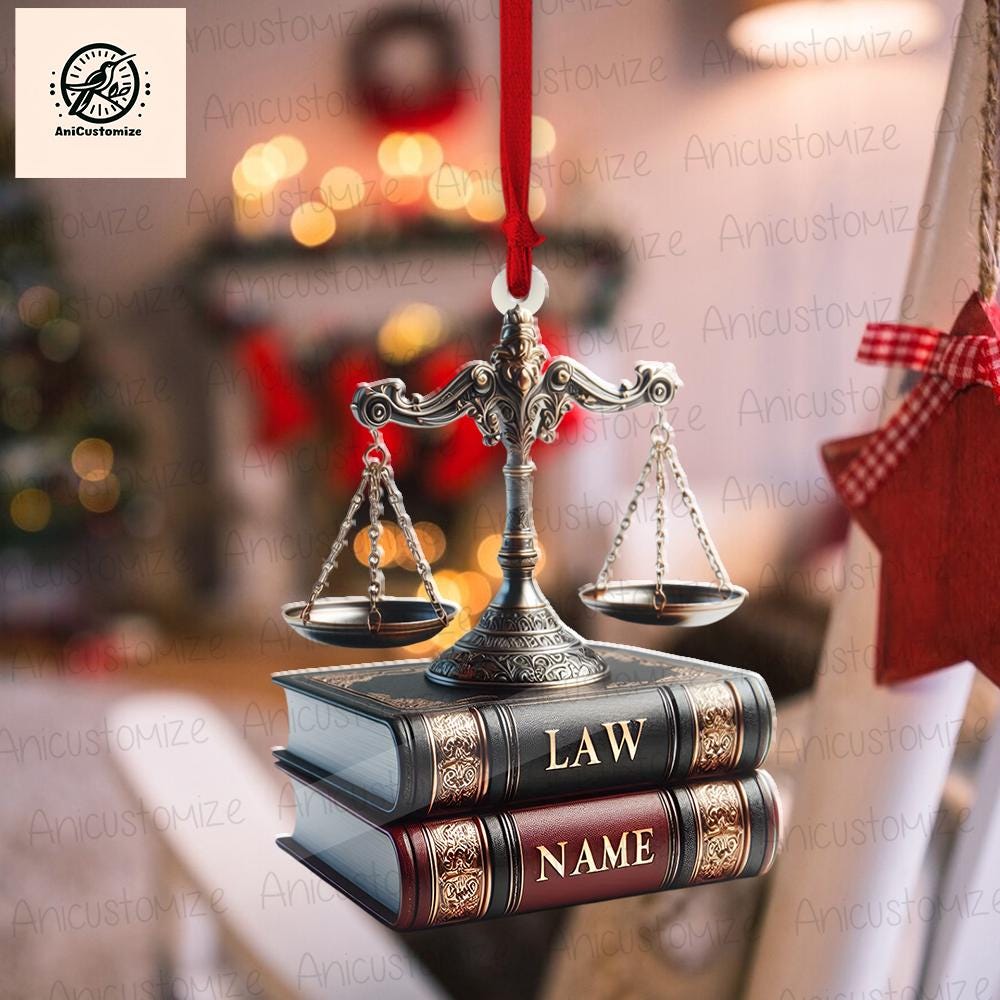 2D FLAT Personalized Lawyer Attorney Judge Ornaments, Lawyer Christmas Ornament, Law Justice Ornament, Law School Graduation Decorations