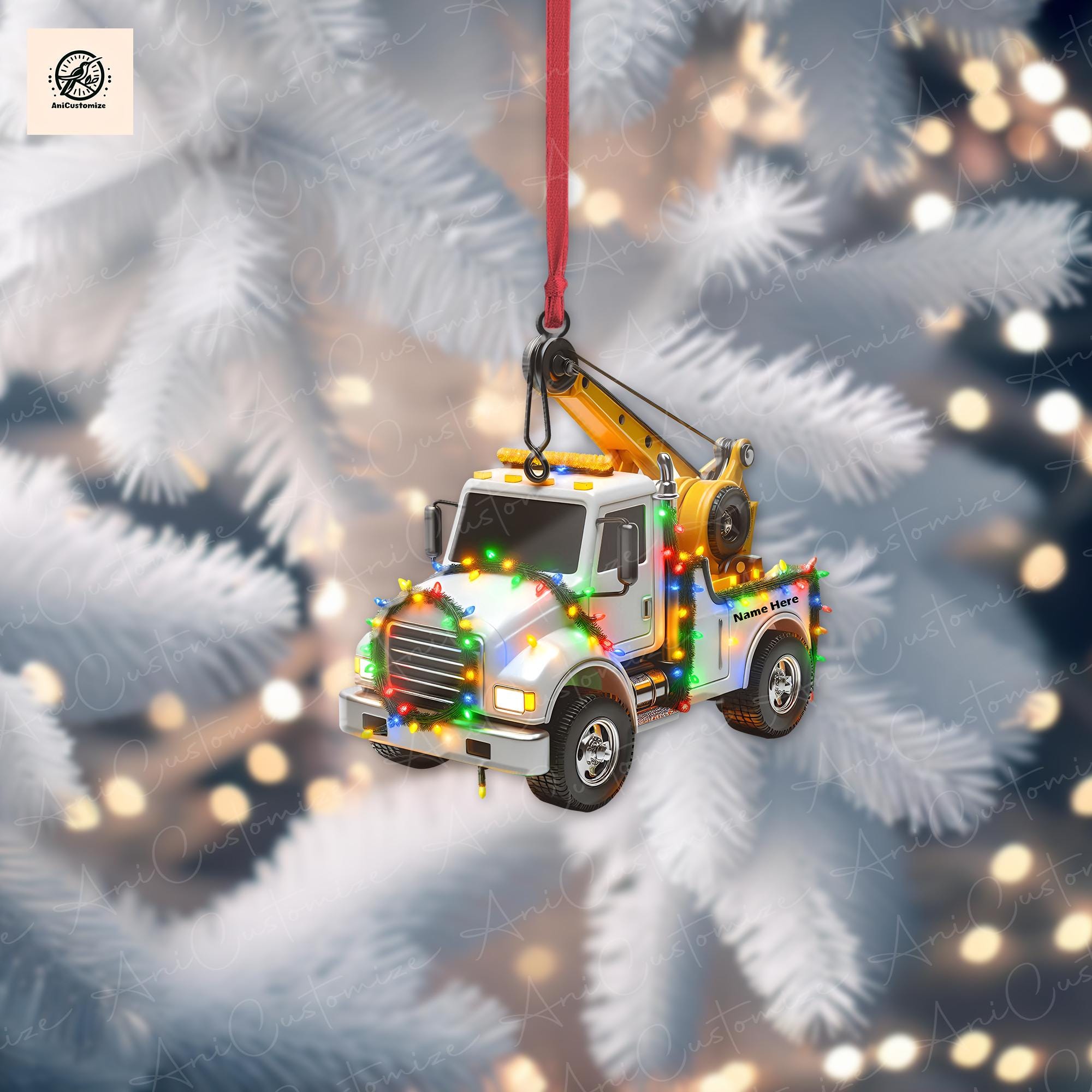 Personalized Tow Truck Ornament, Hook truck, Breakdown Truck, Recovery Vehicle, Breakdown Lorry, Gift For Car Guys, Heavy Duty Truck, Xmas
