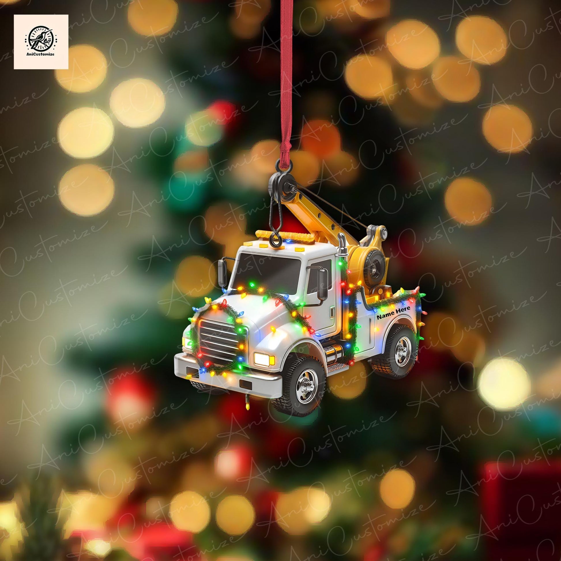 Personalized Tow Truck Ornament, Hook truck, Breakdown Truck, Recovery Vehicle, Breakdown Lorry, Gift For Car Guys, Heavy Duty Truck, Xmas