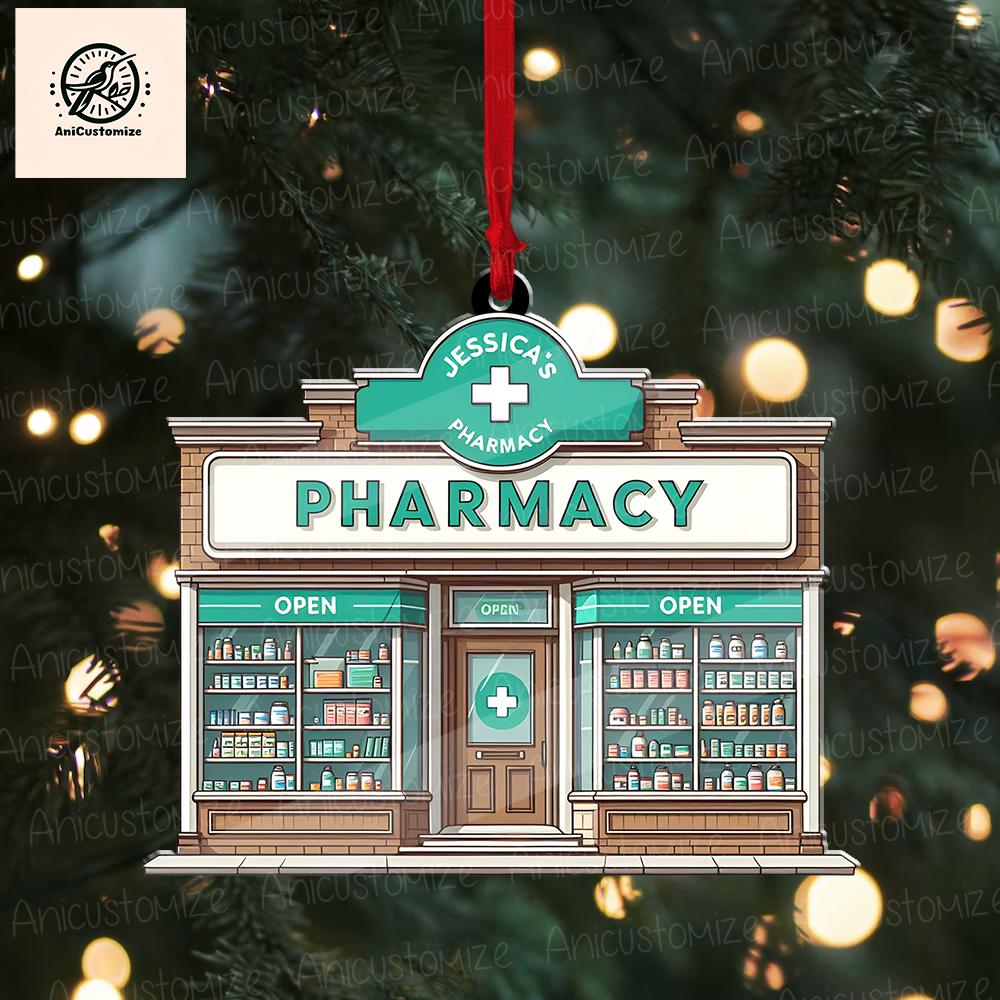 Personalized Pharmacy 2D FLAT Ornament, Nurse Christmas Tree Decor, Doctor Gift, Gift For Pharmacist, Pharmacy Tech Christmas Keepsake, Xmas