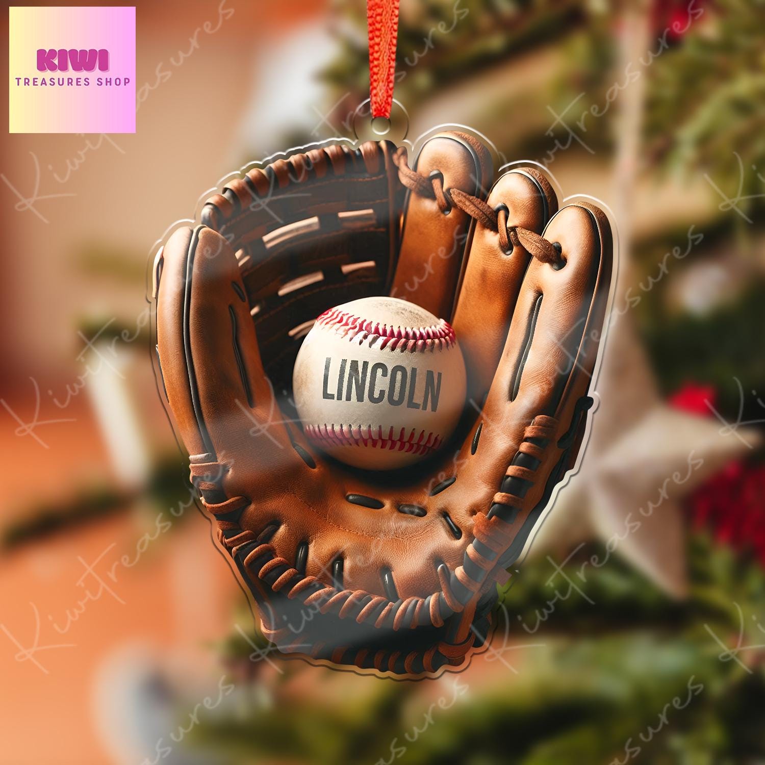 Personalized baseball Ornament, 2d FLAT baseball ornament, Baseball player gift, baseball lover, gift for grandson, sport ornament