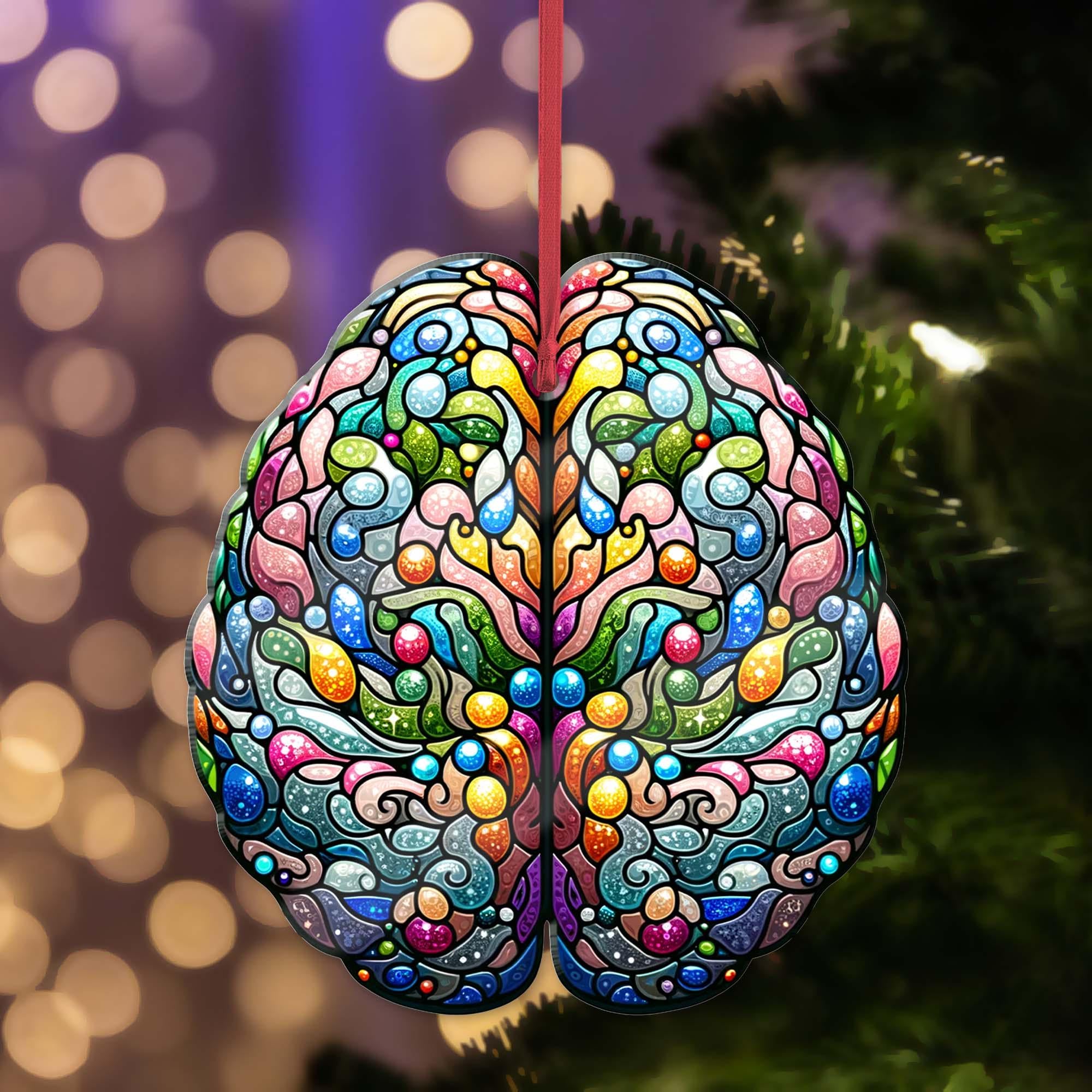 Aesthetic Anatomical Brain Christmas Ornament, Anatomical Brain, Psycology Gift,  perfect gift for student, science lover gift