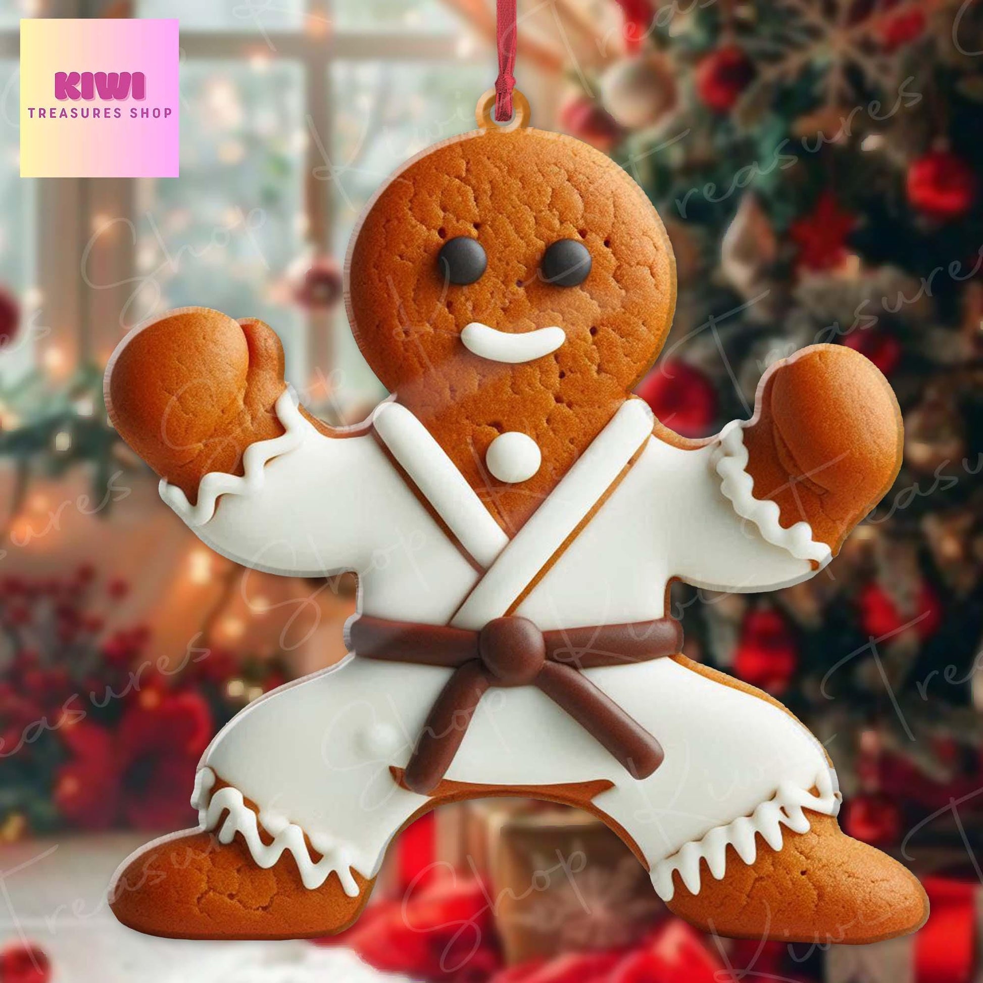 Martial Arts Gingerbread Ornament, 2d Flat Gingerbread ornament, Christmas decor, Christmas keepsake, Jiujitsu, Taekwondo ornament