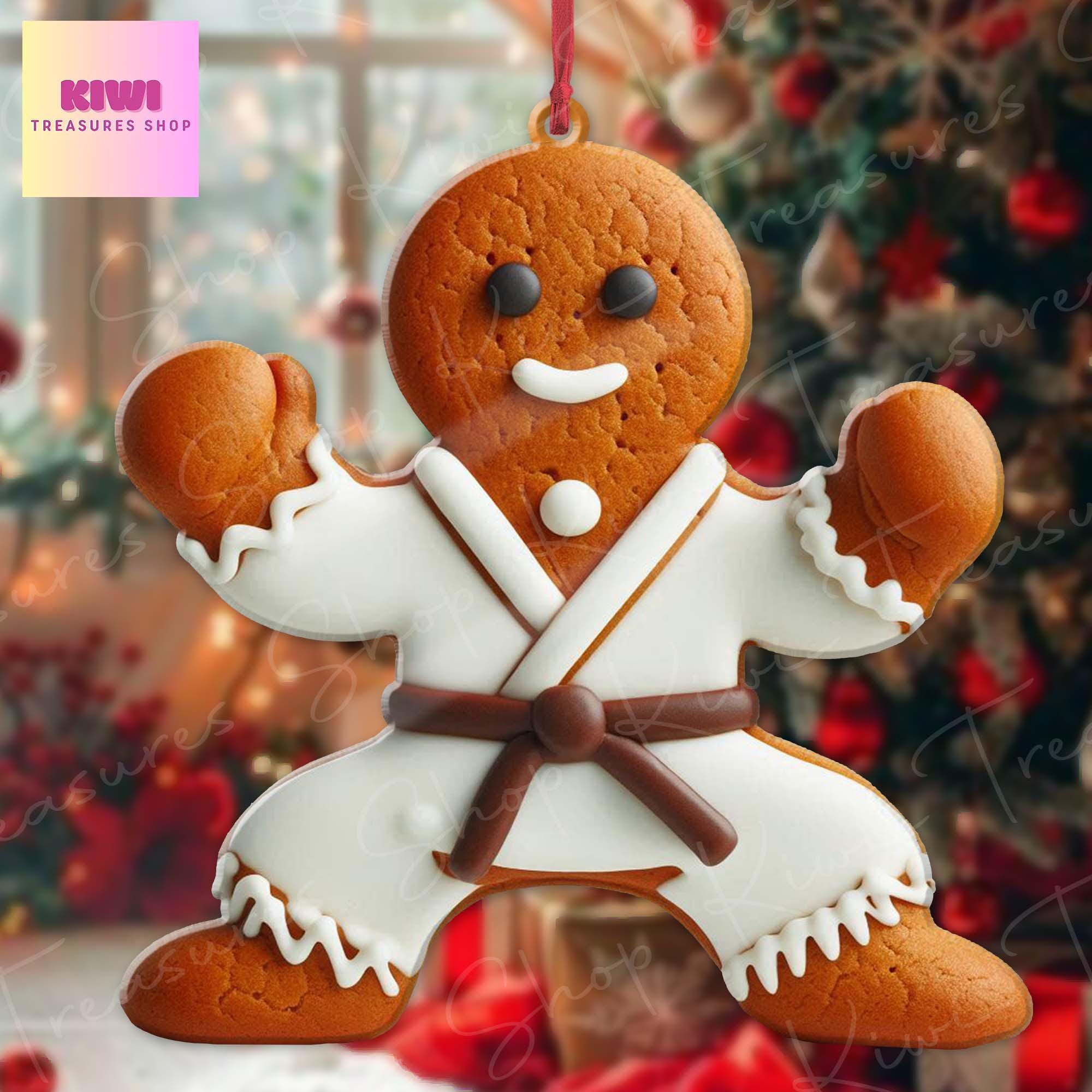 Martial Arts Gingerbread Ornament, 2d Flat Gingerbread ornament, Christmas decor, Christmas keepsake, Jiujitsu, Taekwondo ornament