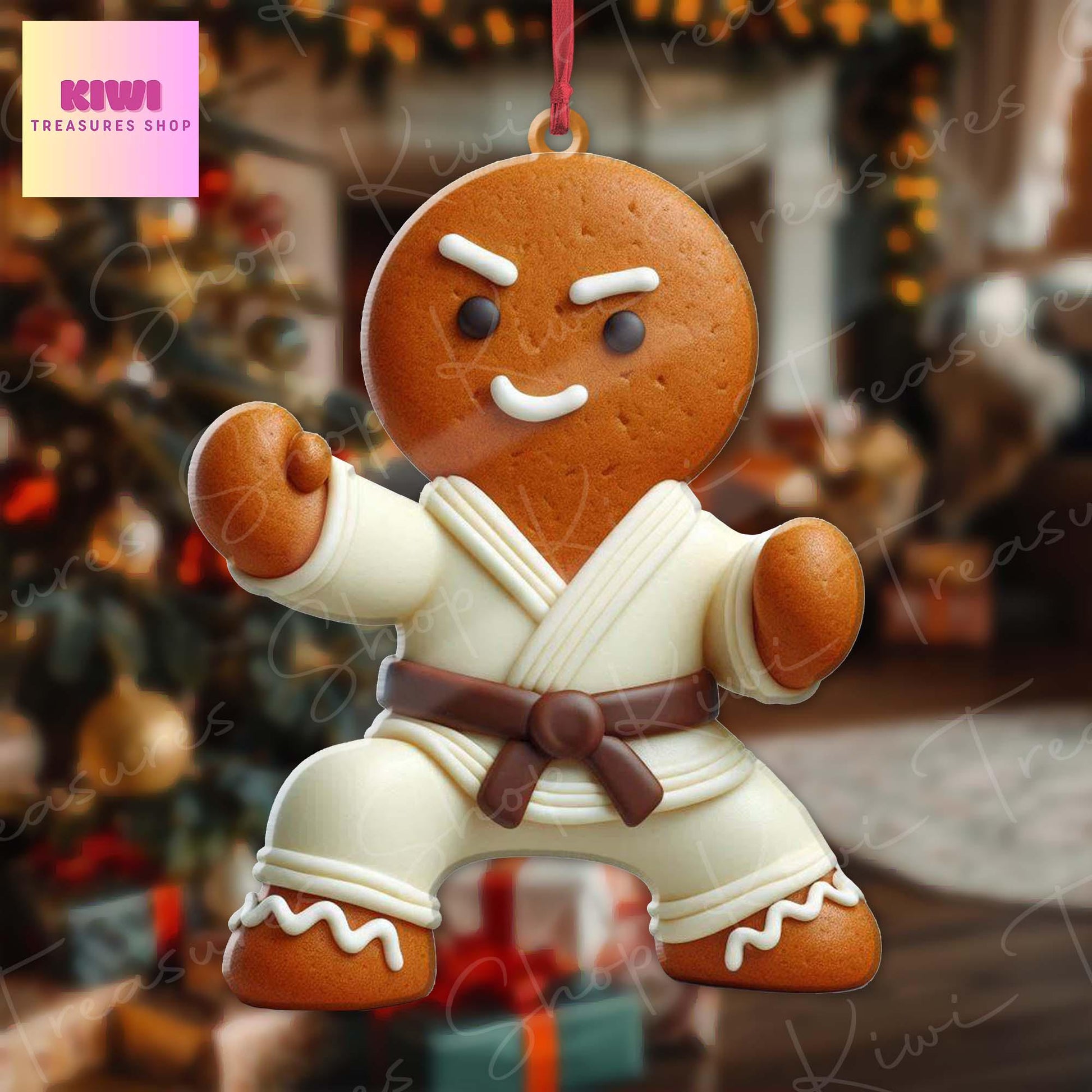 Martial Arts Gingerbread Ornament, 2d Flat Gingerbread ornament, Christmas decor, Christmas keepsake, Jiujitsu, Taekwondo ornament