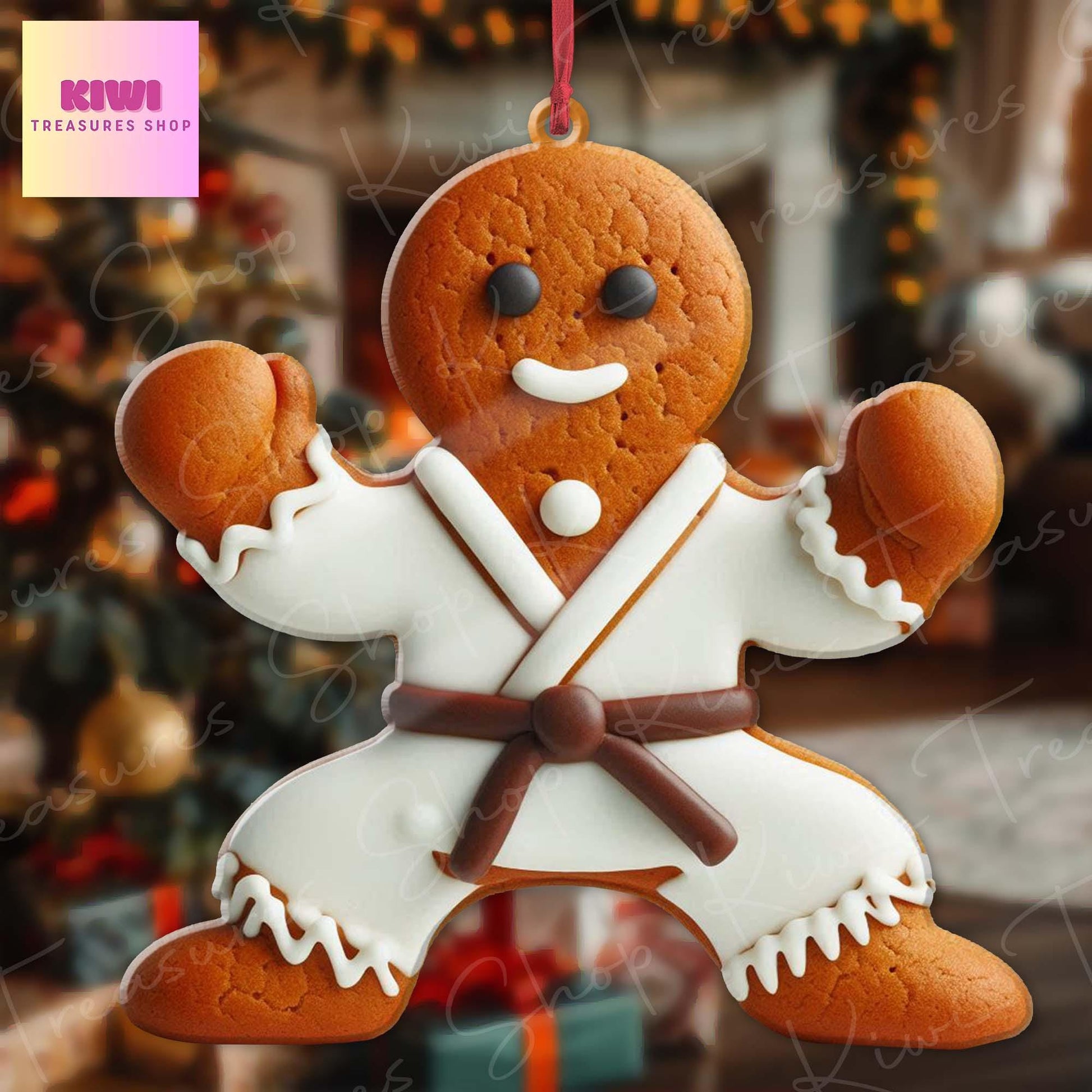 Martial Arts Gingerbread Ornament, 2d Flat Gingerbread ornament, Christmas decor, Christmas keepsake, Jiujitsu, Taekwondo ornament