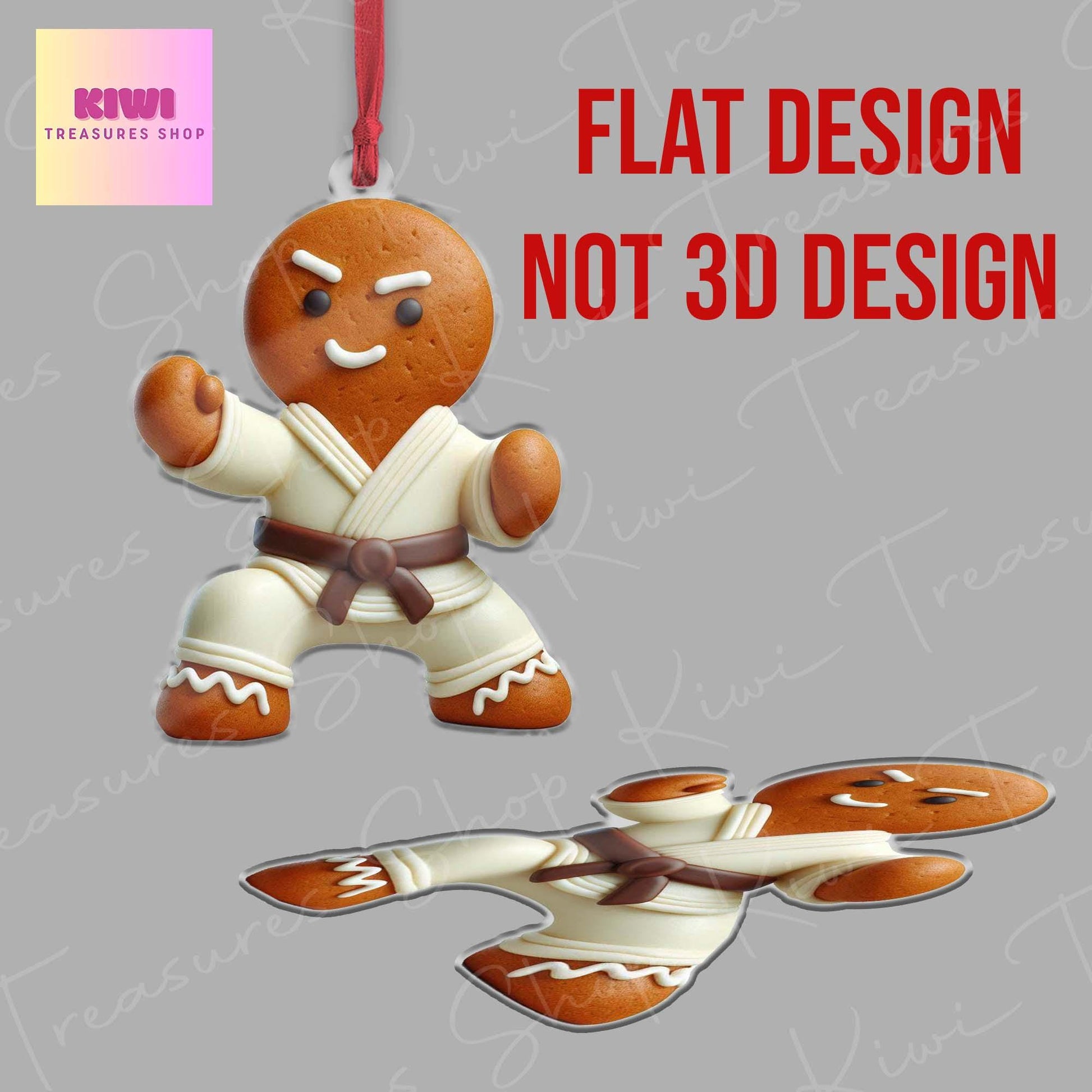 Martial Arts Gingerbread Ornament, 2d Flat Gingerbread ornament, Christmas decor, Christmas keepsake, Jiujitsu, Taekwondo ornament