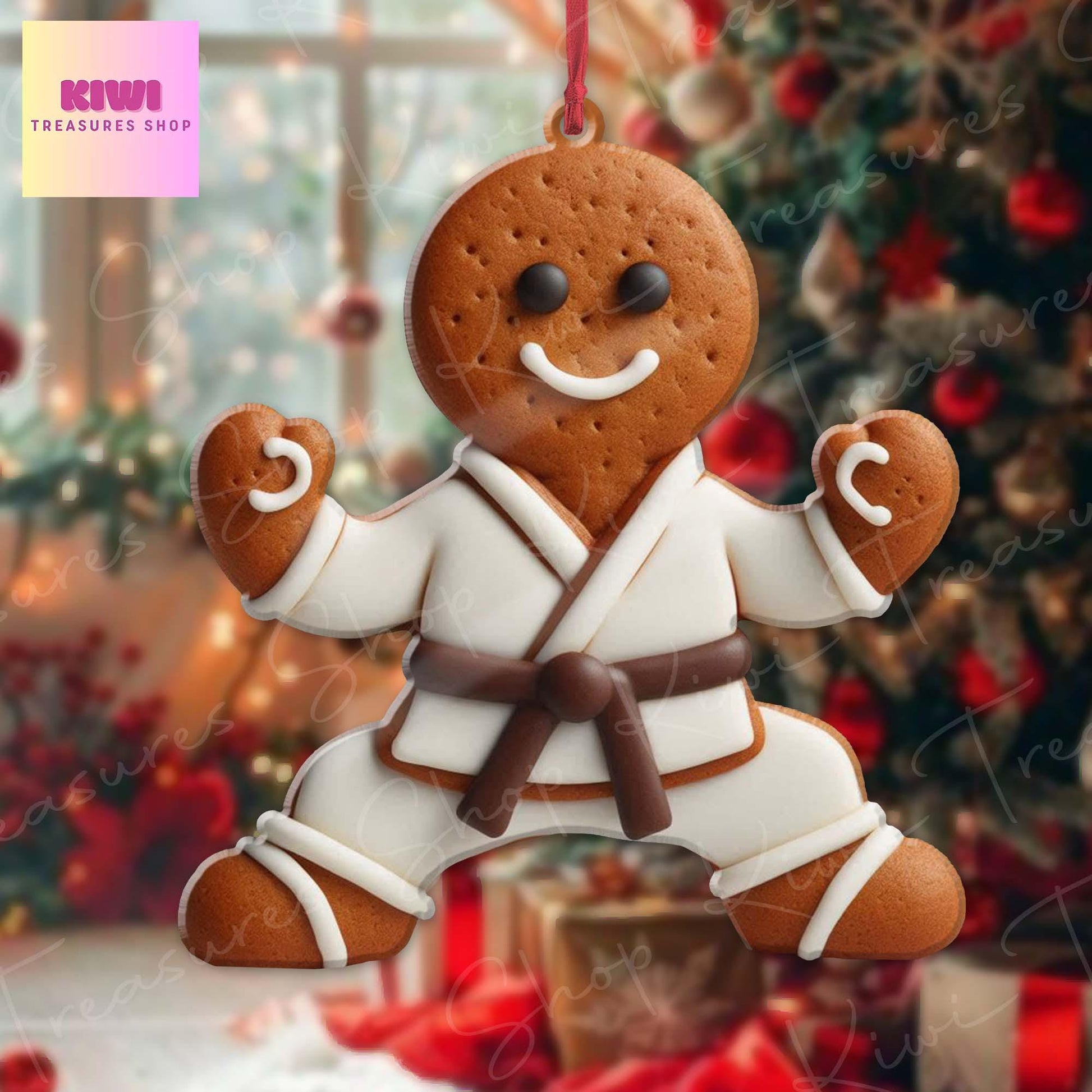Martial Arts Gingerbread Ornament, 2d Flat Gingerbread ornament, Christmas decor, Christmas keepsake, Jiujitsu, Taekwondo ornament
