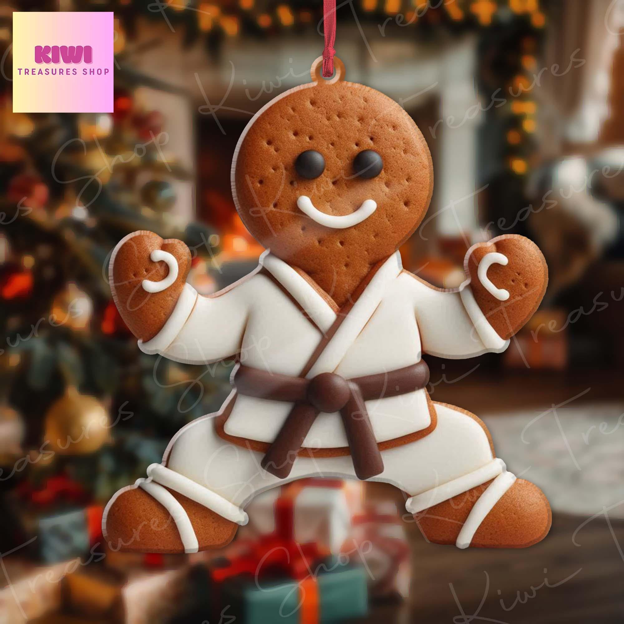 Martial Arts Gingerbread Ornament, 2d Flat Gingerbread ornament, Christmas decor, Christmas keepsake, Jiujitsu, Taekwondo ornament