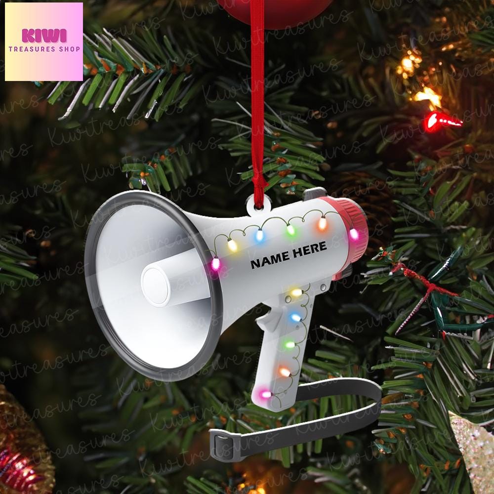Personalized Cheerleader Megaphone 2D FLAT Christmas Ornament, Cheerleader Megaphone Flat Ornament Decor, Cheerleader Team Leader Gift
