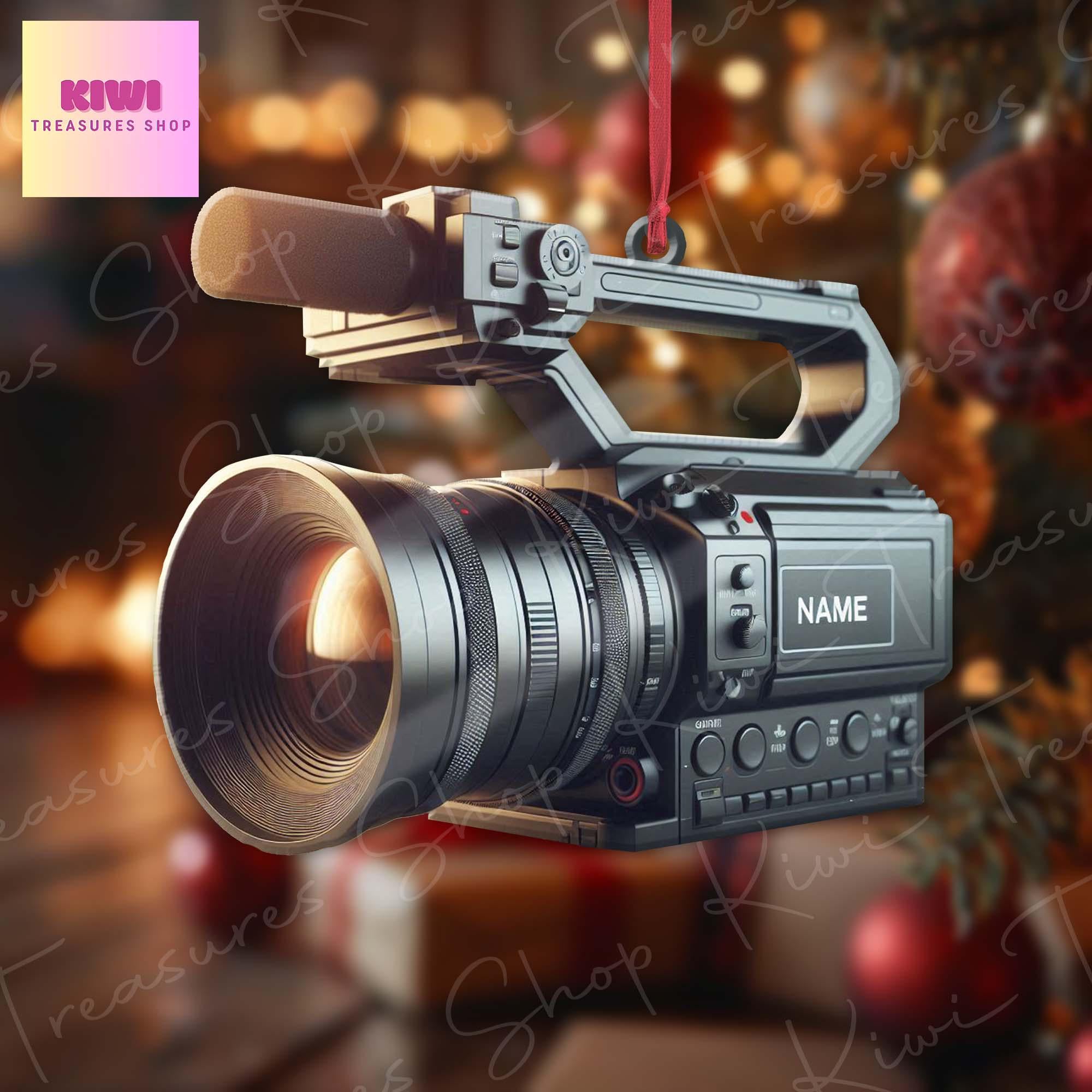 Personalized Professional video camera Ornament, 2D Flat camera ornament, custom name, Video camera Ornament, co-worker gift,