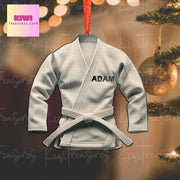 Personalized White Jiu jitsu unifrom Ornament, 2d Flat Jiu Jitsu ornament, Christmas keepsake, Jiujitsu ornament, Martial Arts