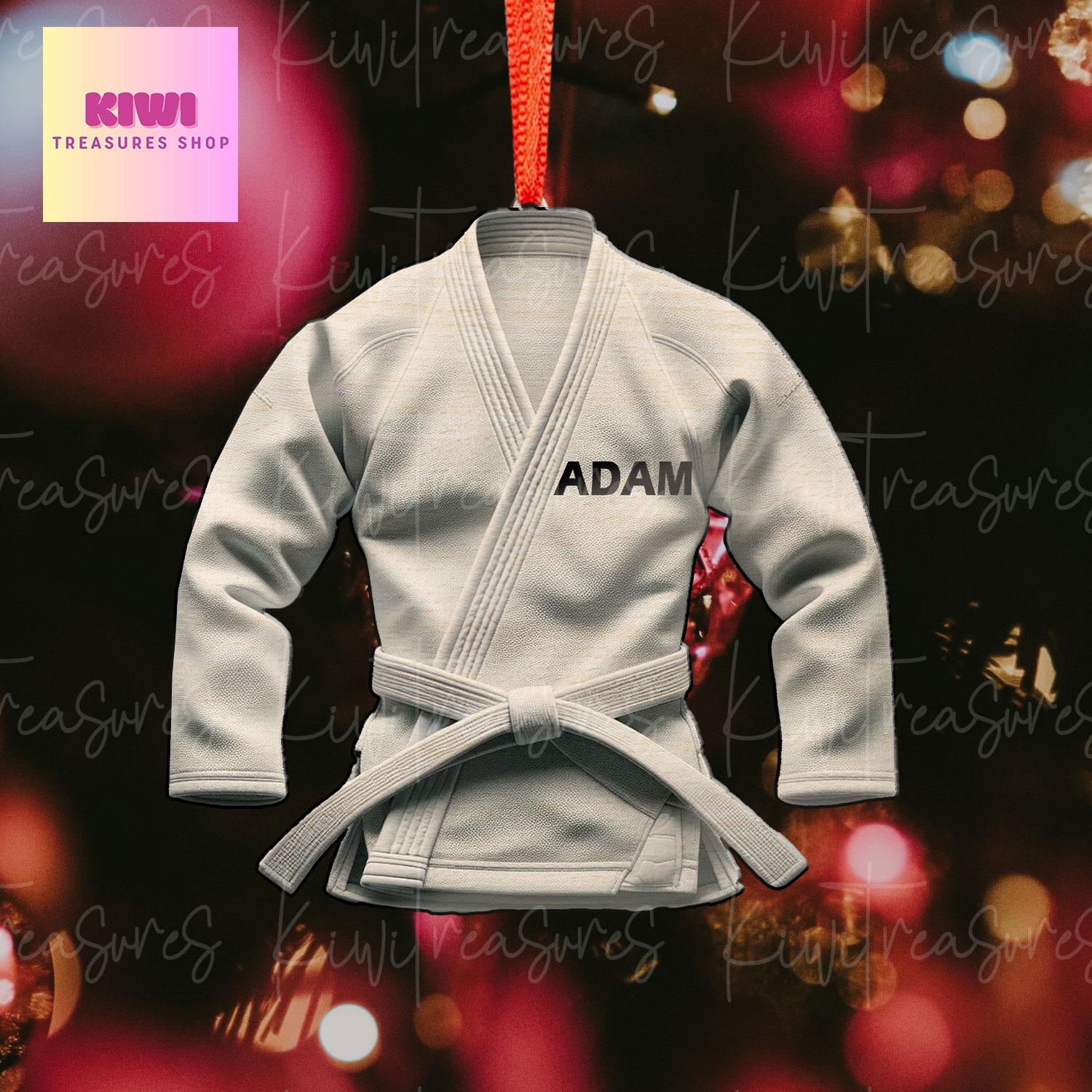 Personalized White Jiu jitsu unifrom Ornament, 2d Flat Jiu Jitsu ornament, Christmas keepsake, Jiujitsu ornament, Martial Arts