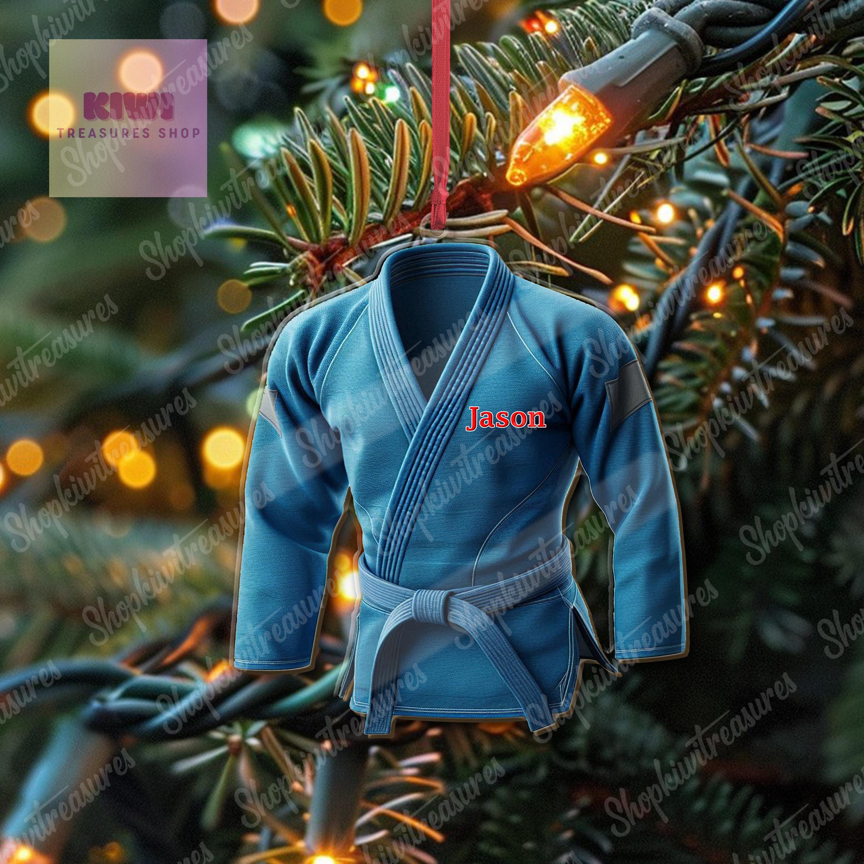Personalized Blue Jiu jitsu unifrom Ornament, 2D Flat Jiu Jitsu ornament, Christmas keepsake, Jiujitsu ornament, Martial Arts