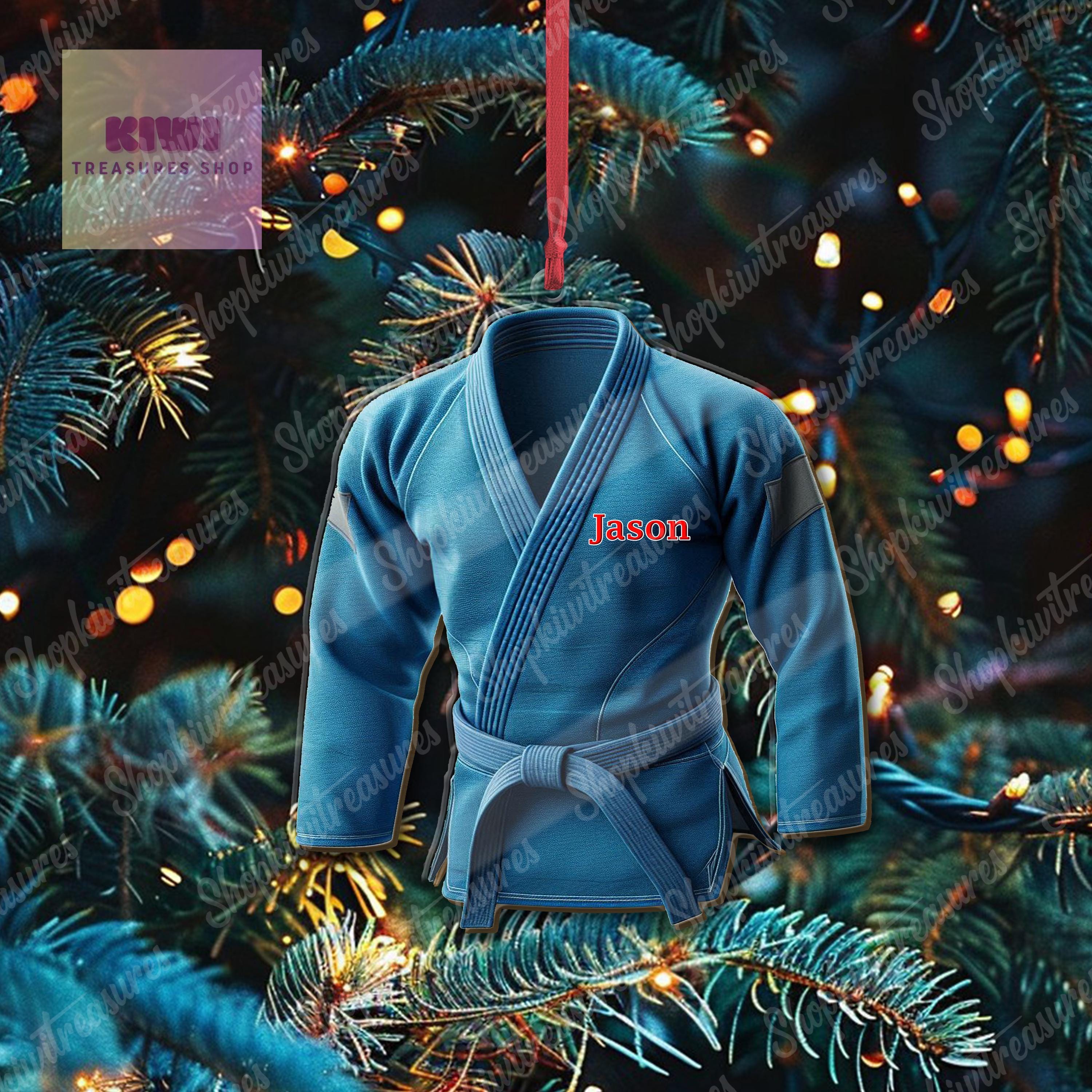 Personalized Blue Jiu jitsu unifrom Ornament, 2D Flat Jiu Jitsu ornament, Christmas keepsake, Jiujitsu ornament, Martial Arts