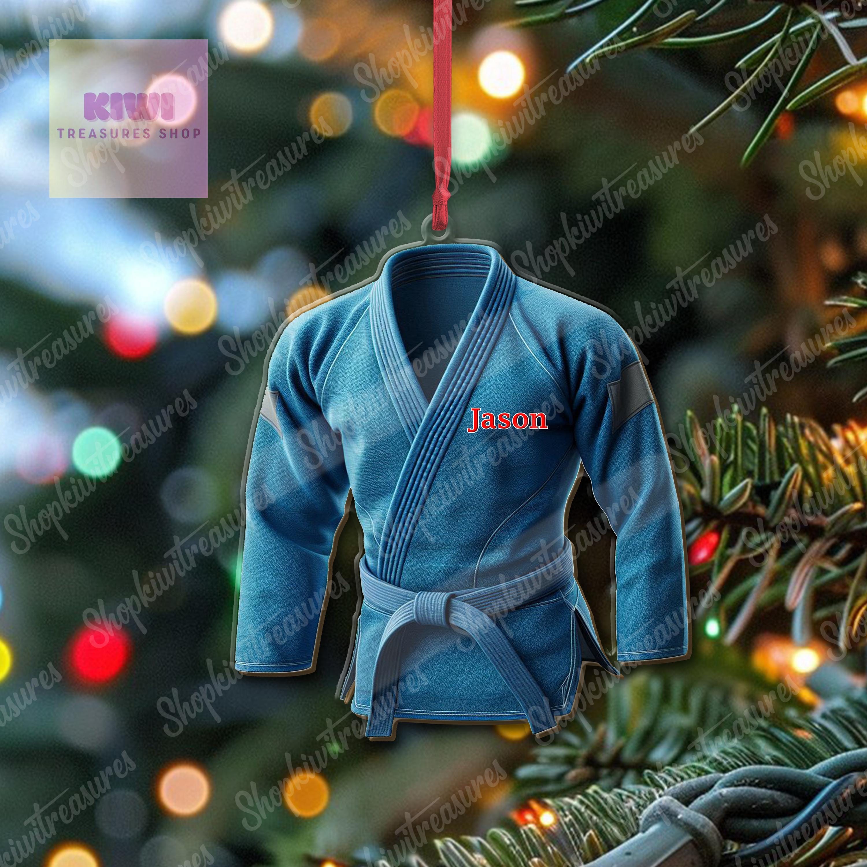 Personalized Blue Jiu jitsu unifrom Ornament, 2D Flat Jiu Jitsu ornament, Christmas keepsake, Jiujitsu ornament, Martial Arts