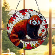 Red Panda On Fall Tree GLASS, Kute Red Panda Decor, Funny Animal Decor, Animal Lover Gift, Red Panda Lover,Animal Suncatcher,Fall Gift