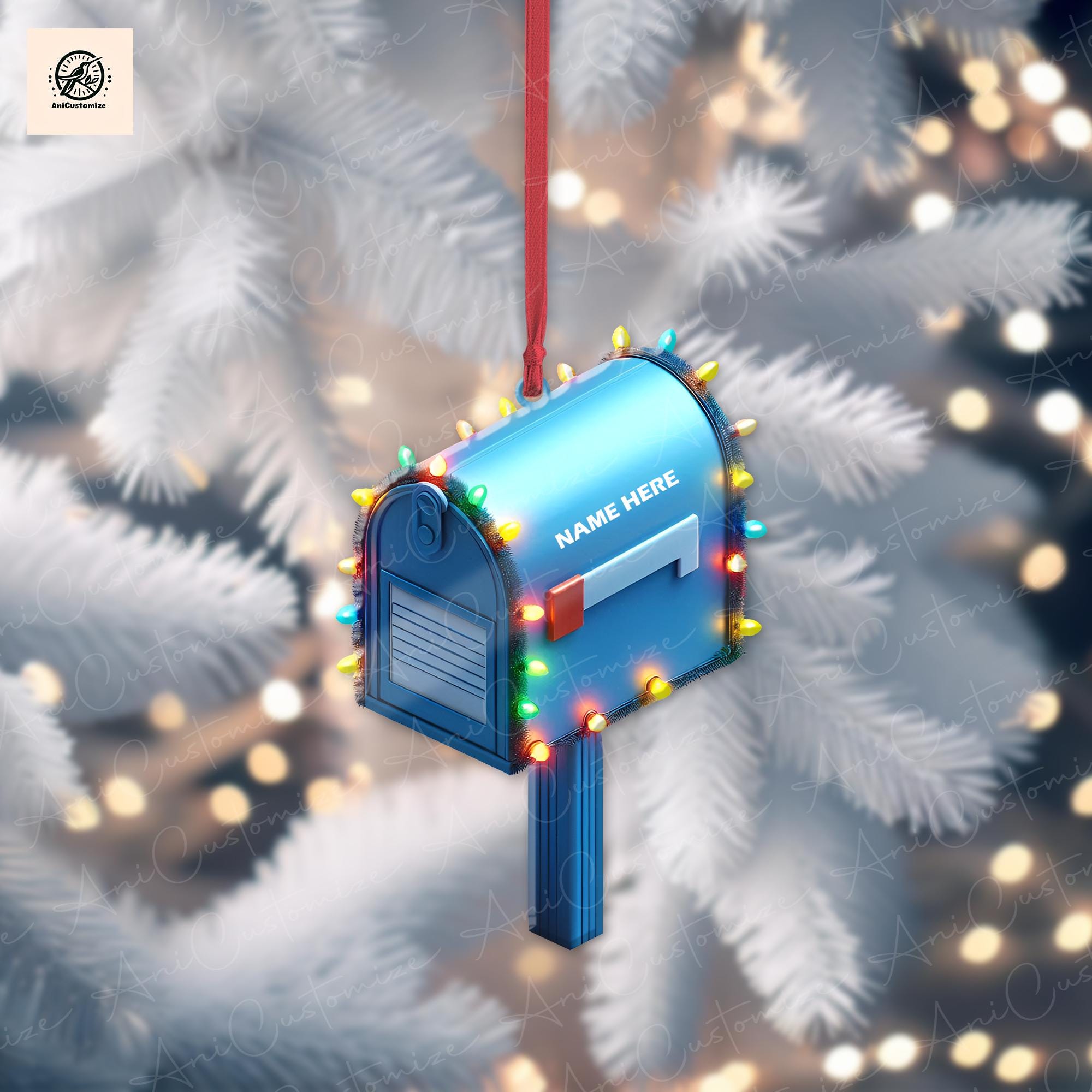 Personalized Mailbox Ornament, Mailbox Car Ornament, Mailbox Christmas Ornament, Postman Xmas Ornament, Post Office Xmas Gift, Christmas