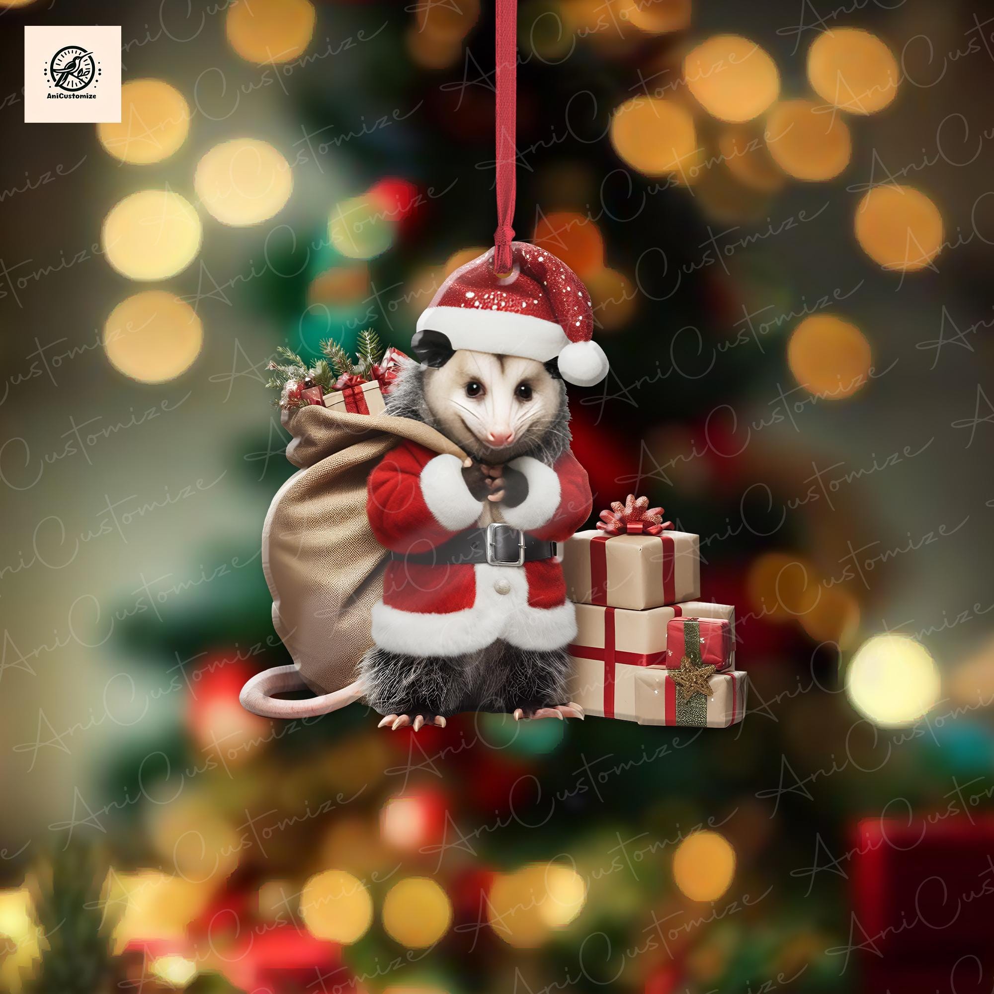 Personalized Opossum Christmas Ornament, Custom Opossum Name Ornament, Christmas Gift, Animal Ornament, Santa Ornament, Christmas Decor