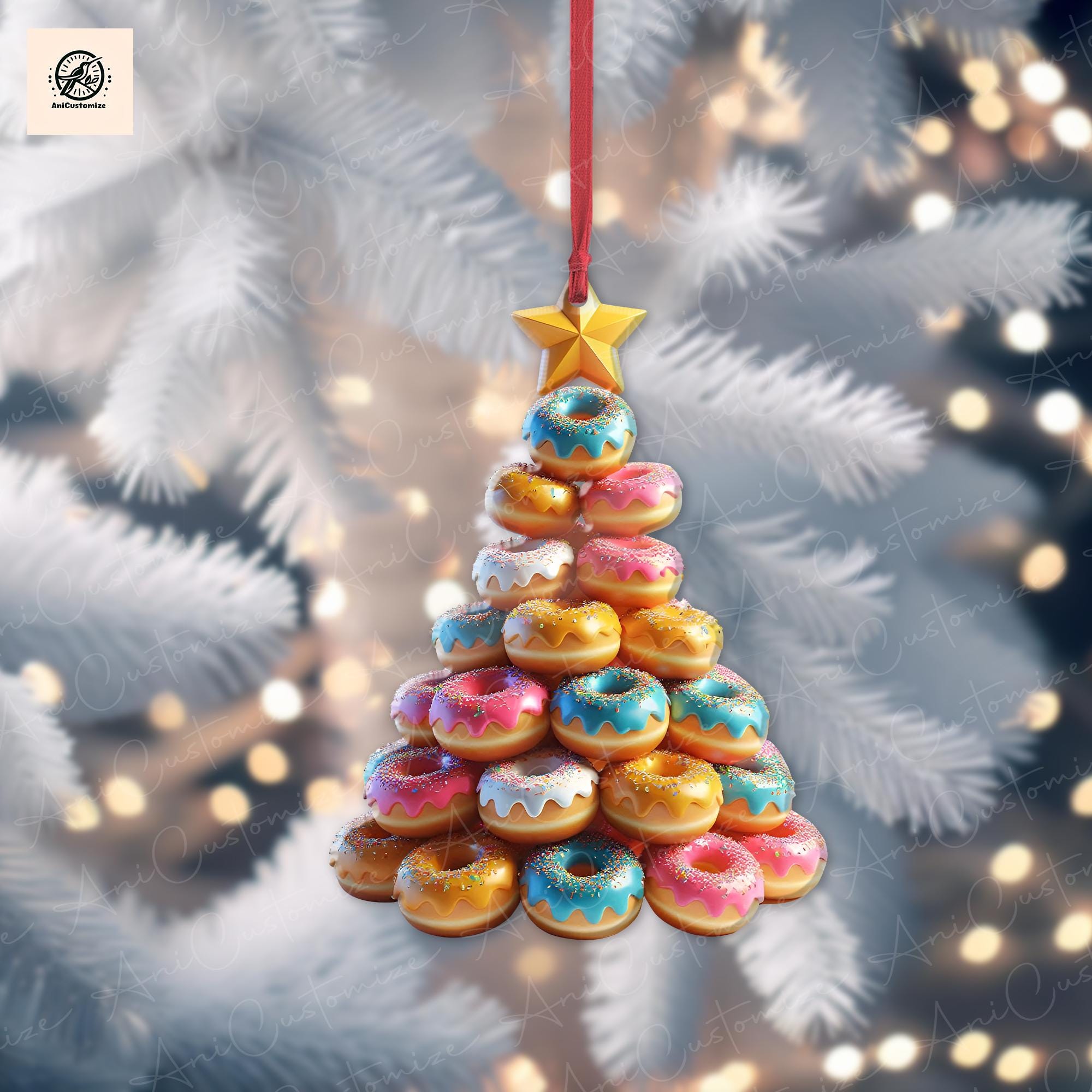 Personalized Donut 2D FLAT Ornament, Donuts Christmas Tree, Christmas Ornament, Gift for Daughter, Donut Christmas Ornament, Donuts Ornament