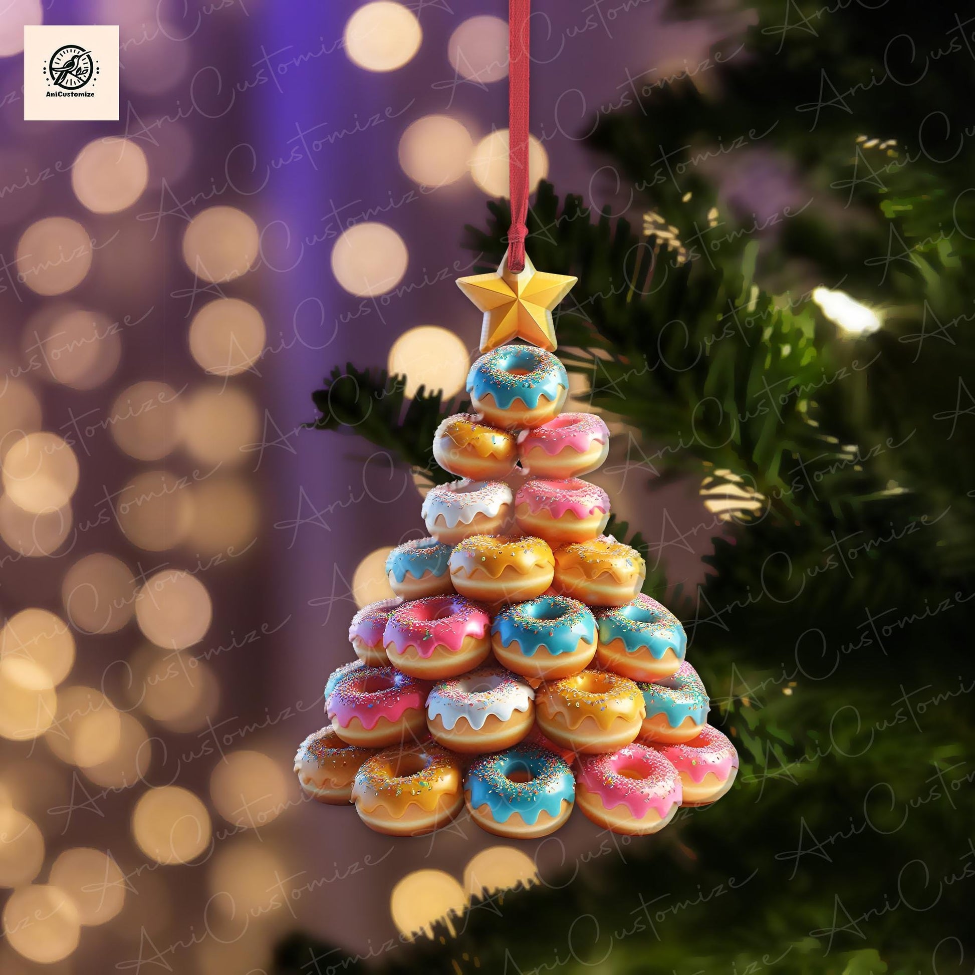 Personalized Donut 2D FLAT Ornament, Donuts Christmas Tree, Christmas Ornament, Gift for Daughter, Donut Christmas Ornament, Donuts Ornament