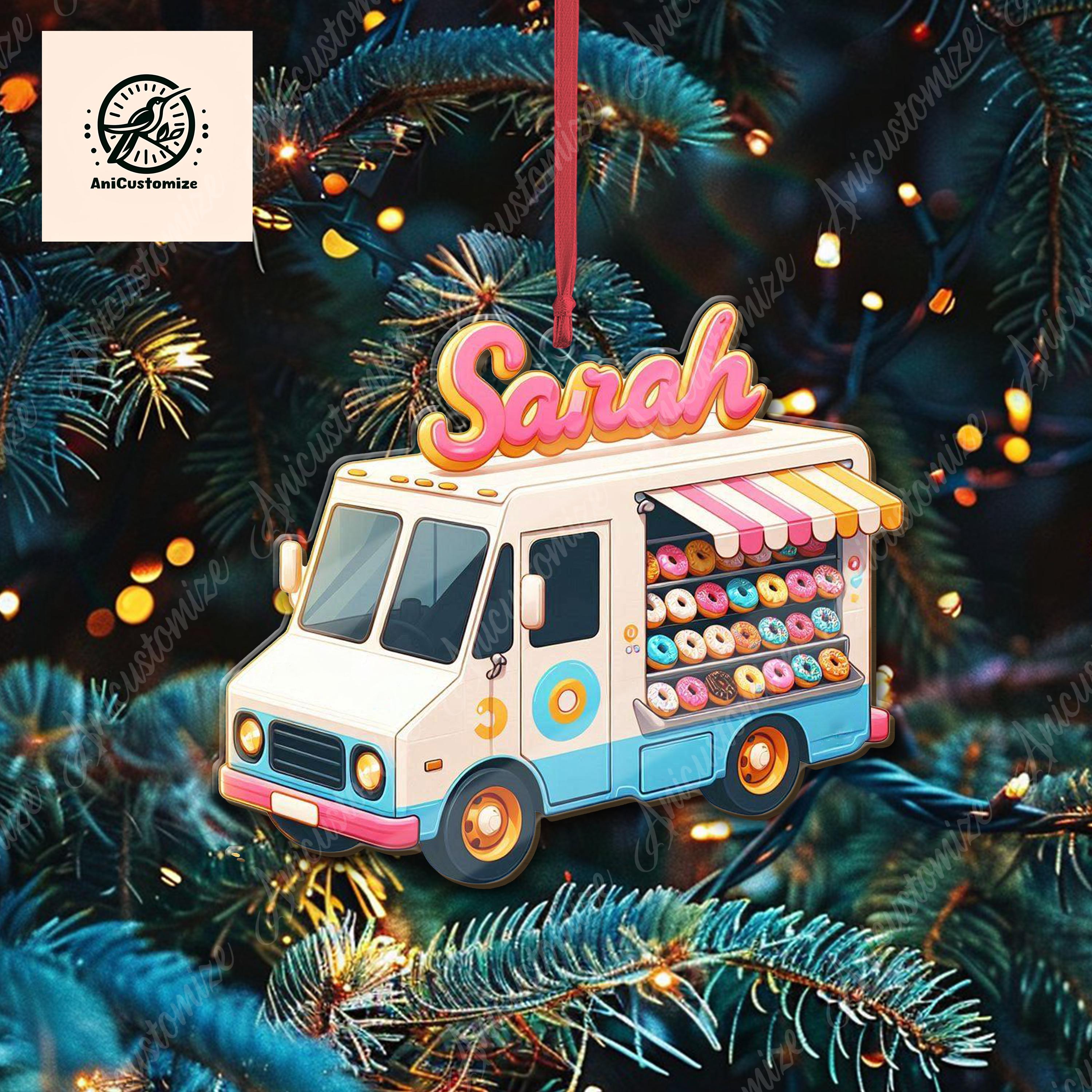 Personalized Donut Truck Christmas Ornament, Dout Truck Ornament Decor, Gift For her, Donut Lover Gift, Donut Ornament,Funny CHirstmas Decor