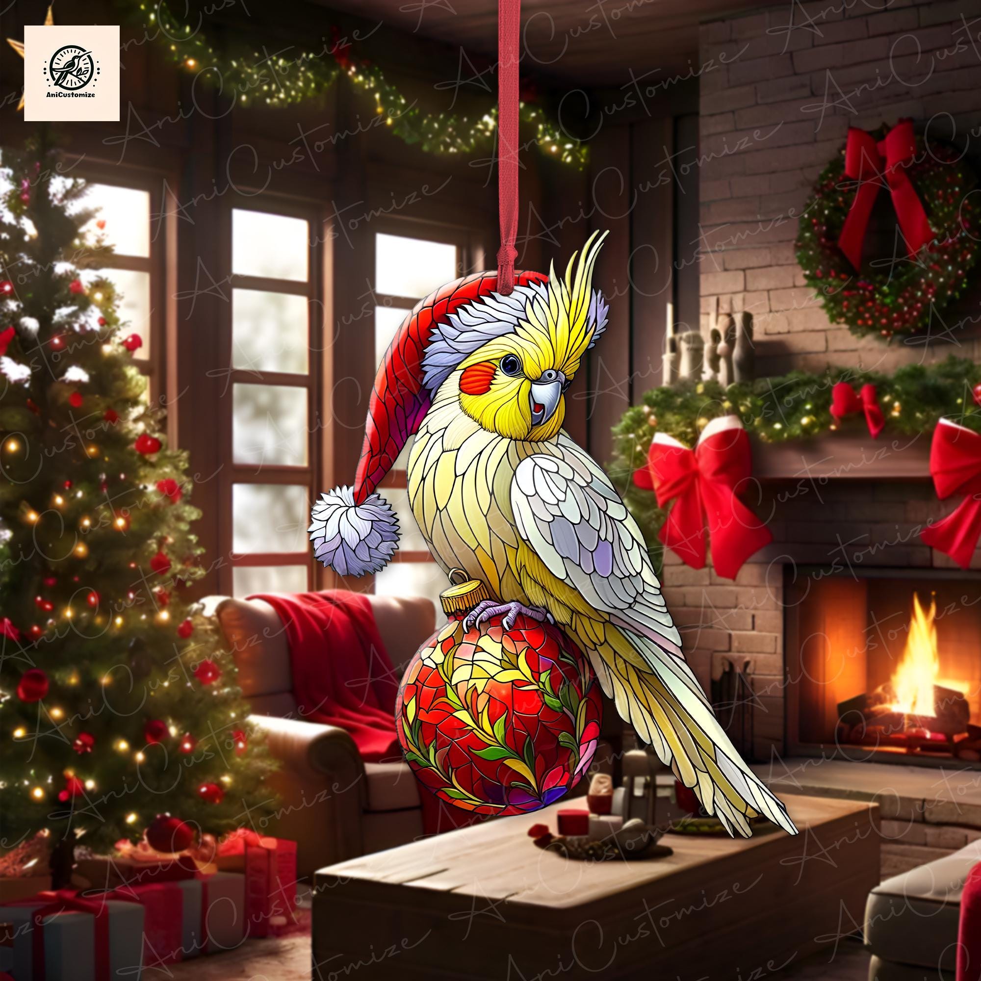 Christmas Cockatiel Ornament Decor, Christmas Bird Decor, Cockatiel Lover Gift, Bird Ornament, Funny Xmas Decor, Funny Xmas Gift,Bird Gift