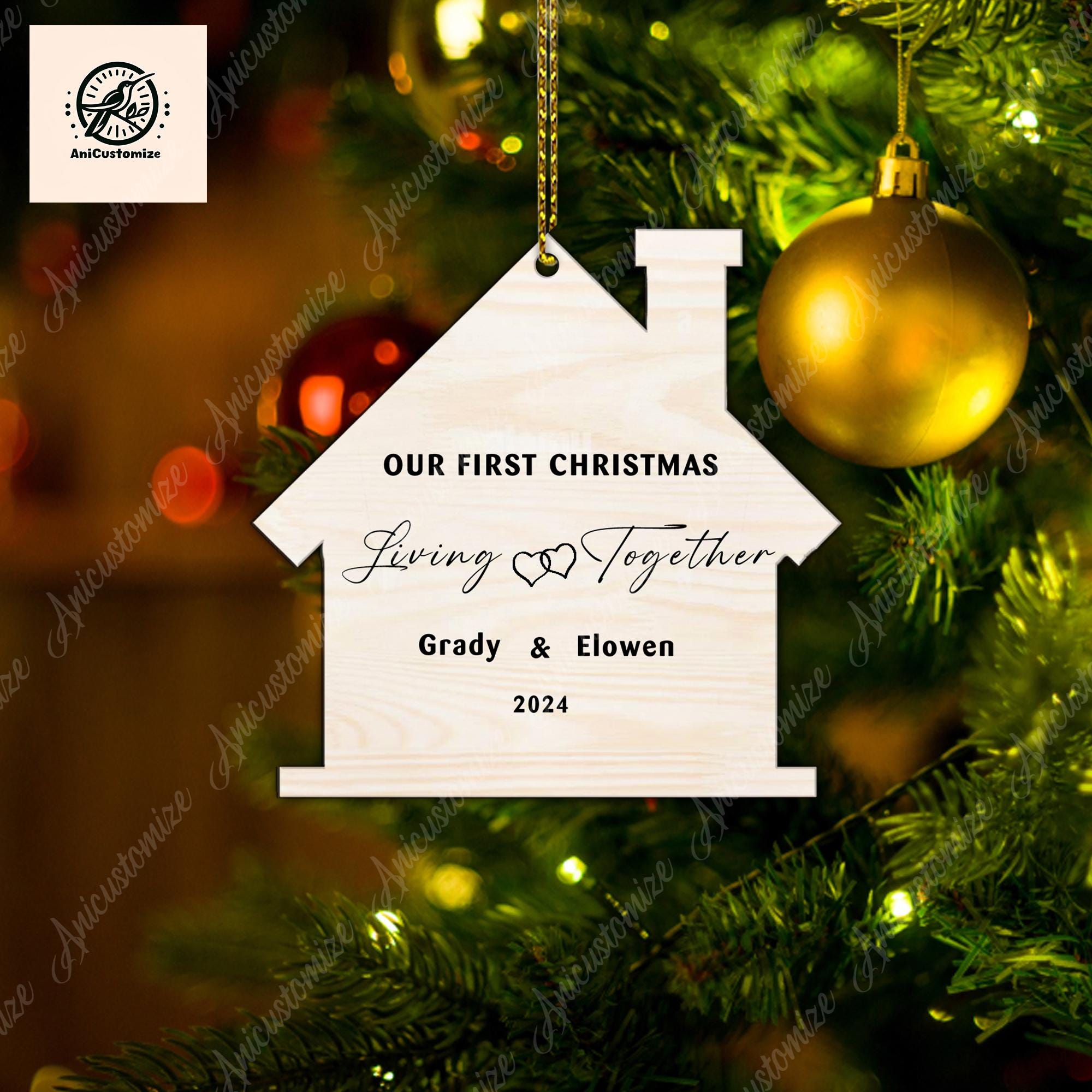Out First Christmas Living Together Wood Ornament, Move In COuple Ornament, Christmas Couple Ornament, Custom Xmas Decor, New Couple Gift