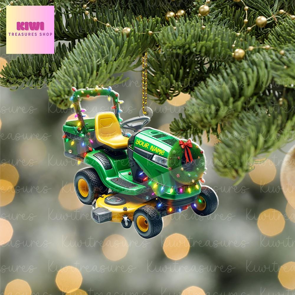 Personalized Lawn Mower Xmas Ornament, 2d Flat Laen Mower ornament, Riding Mowers, Christmas 2024 ornament, gift for dad