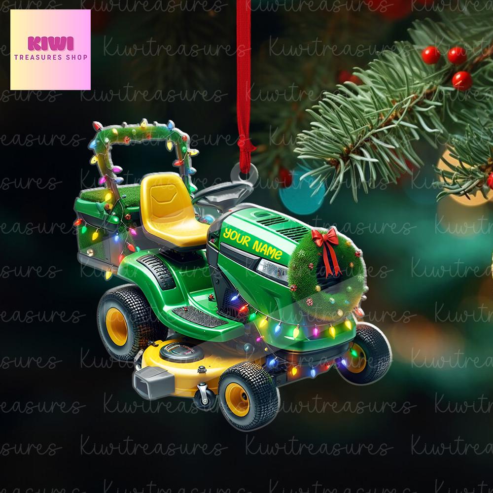 Personalized Lawn Mower Xmas Ornament, 2d Flat Laen Mower ornament, Riding Mowers, Christmas 2024 ornament, gift for dad
