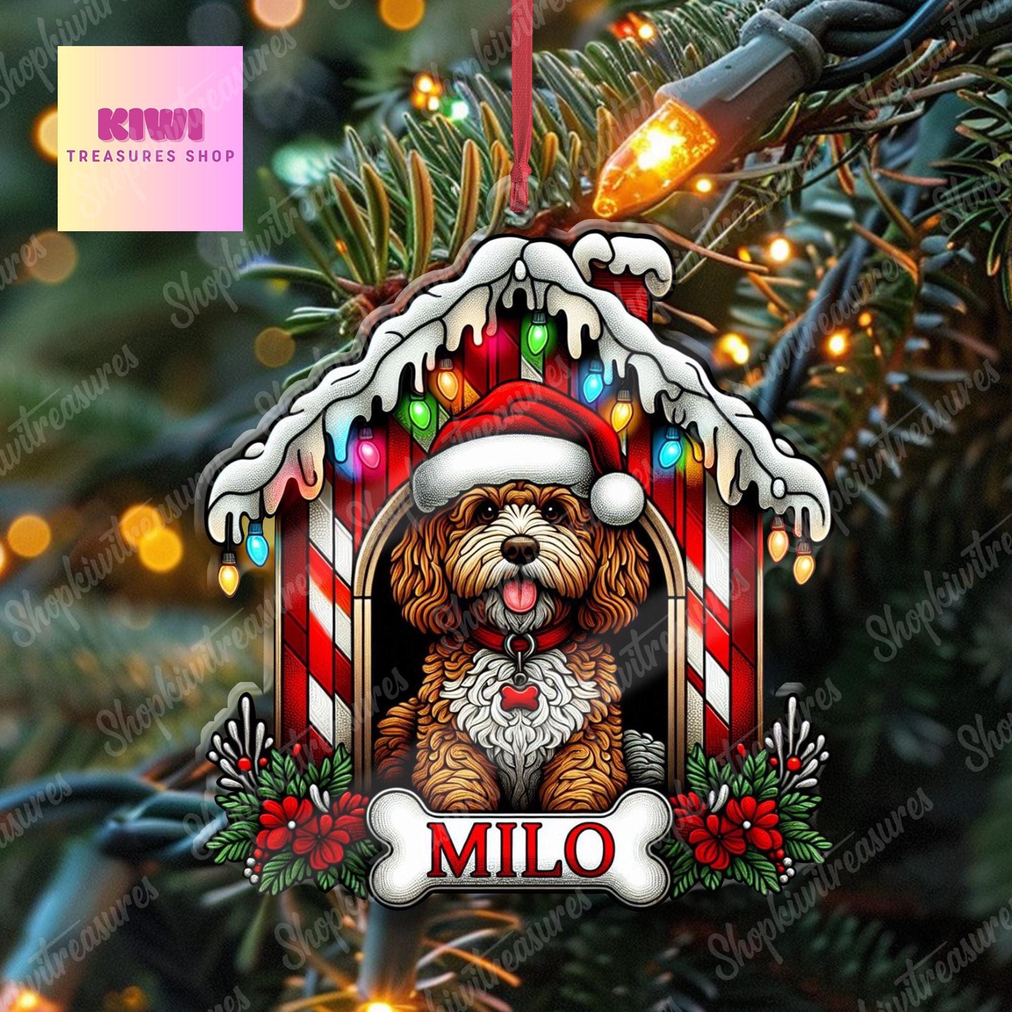Personalized Christmas Cavapoo House Ornament Decor, Custom Dog Name Ornament, Dog House Decor, Cavapoo Lover Gift, Xmas Gift For Dog Mom