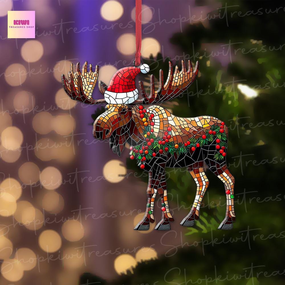 Christmas moose Ornament, moose ornament, moose lover gift, unique idea gift, moose christmas decor, cute moose, funny moose
