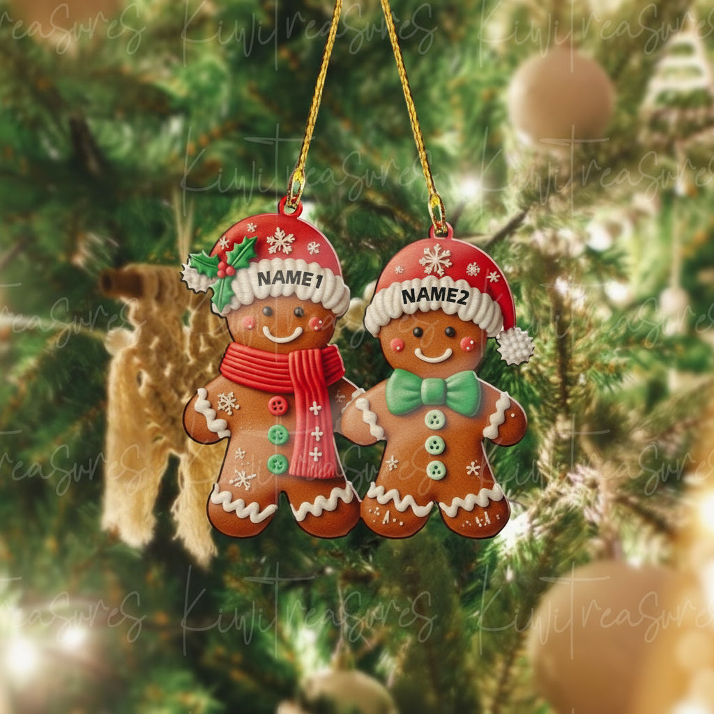 Gingerbread Couple Christmas Ornament, Xmas Tree Decor, Christmas gift, Gingerbread Lovers Gift, First Christmas Ornament Couple 2024