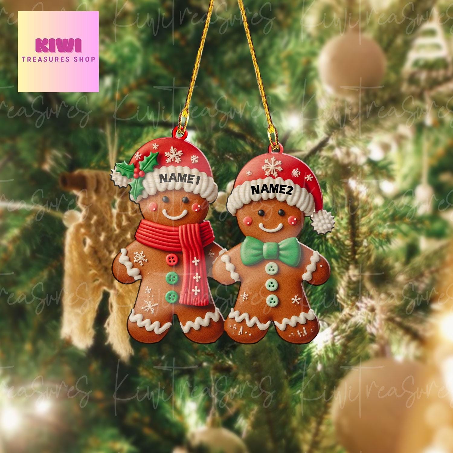 Gingerbread Couple Christmas Ornament, Xmas Tree Decor, Christmas gift, Gingerbread Lovers Gift, First Christmas Ornament Couple 2024