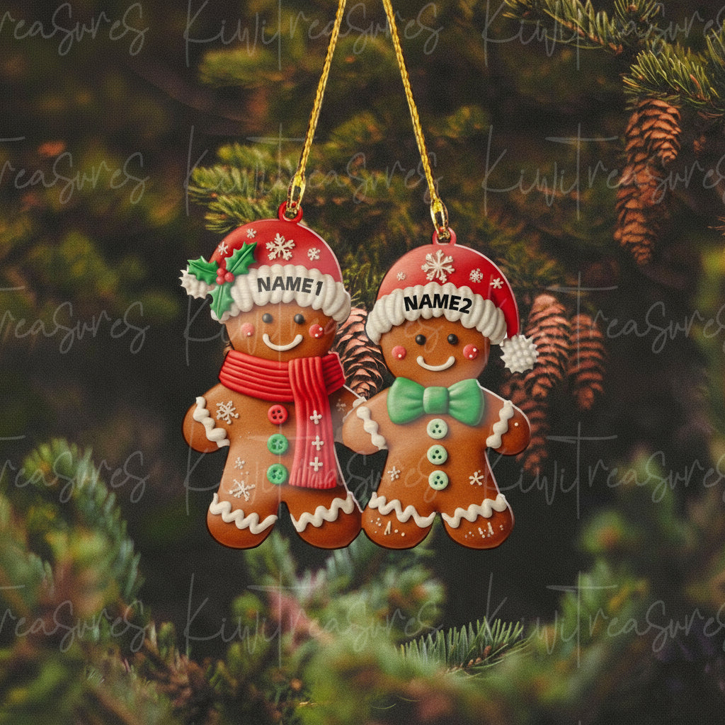 Gingerbread Couple Christmas Ornament, Xmas Tree Decor, Christmas gift, Gingerbread Lovers Gift, First Christmas Ornament Couple 2024