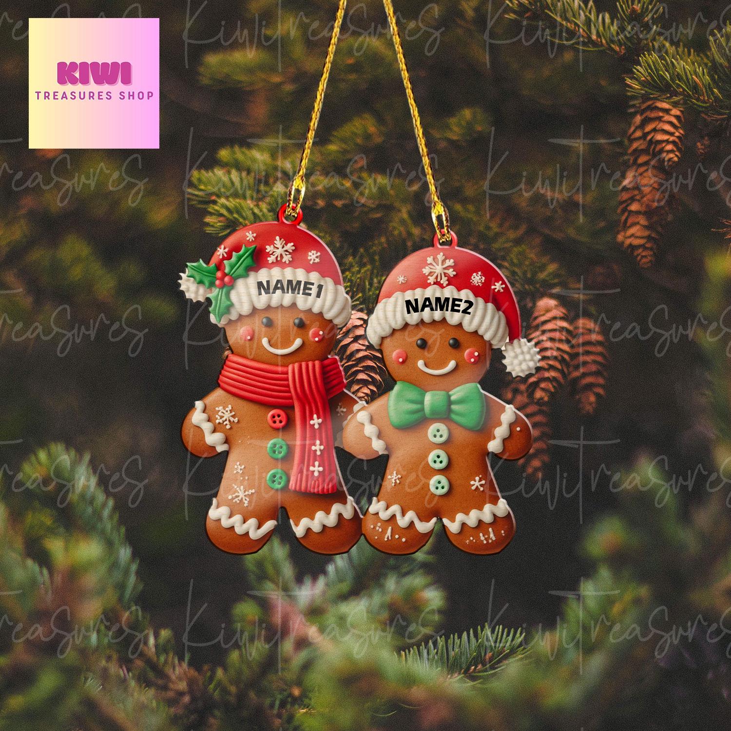 Gingerbread Couple Christmas Ornament, Xmas Tree Decor, Christmas gift, Gingerbread Lovers Gift, First Christmas Ornament Couple 2024