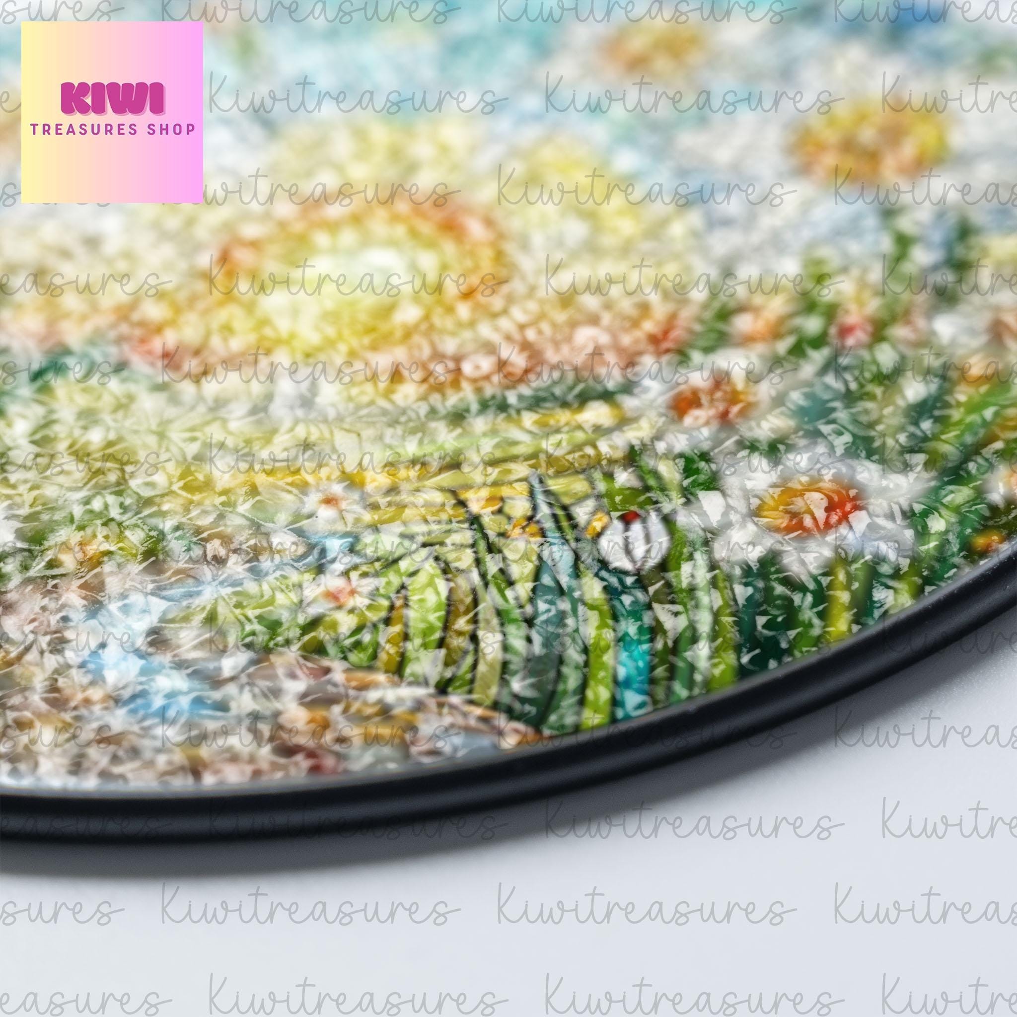Narcissus Flower GLASS Suncatcher Hanging, Birth Month Flower glass, Window hanging, Narcissus field sunset, December birthday