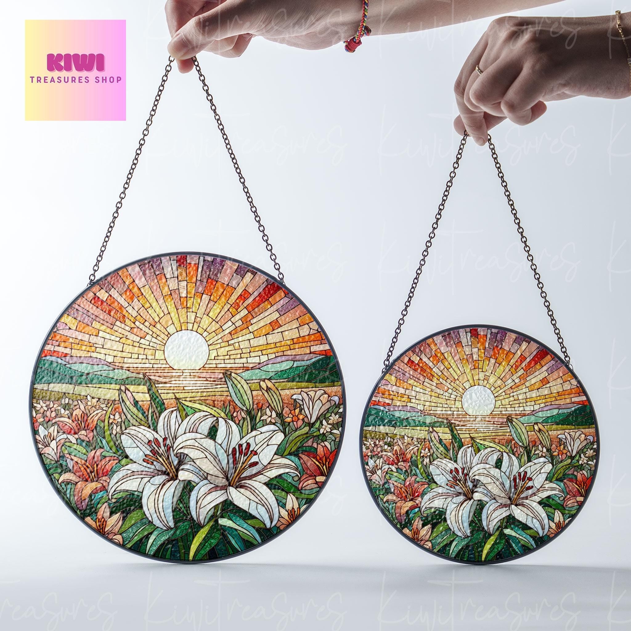 Lily Flower GLASS Suncatcher Hanging, 30th Anniversary Flower glass, Window hanging, Lily lover gift, Lily Flower suncatcher
