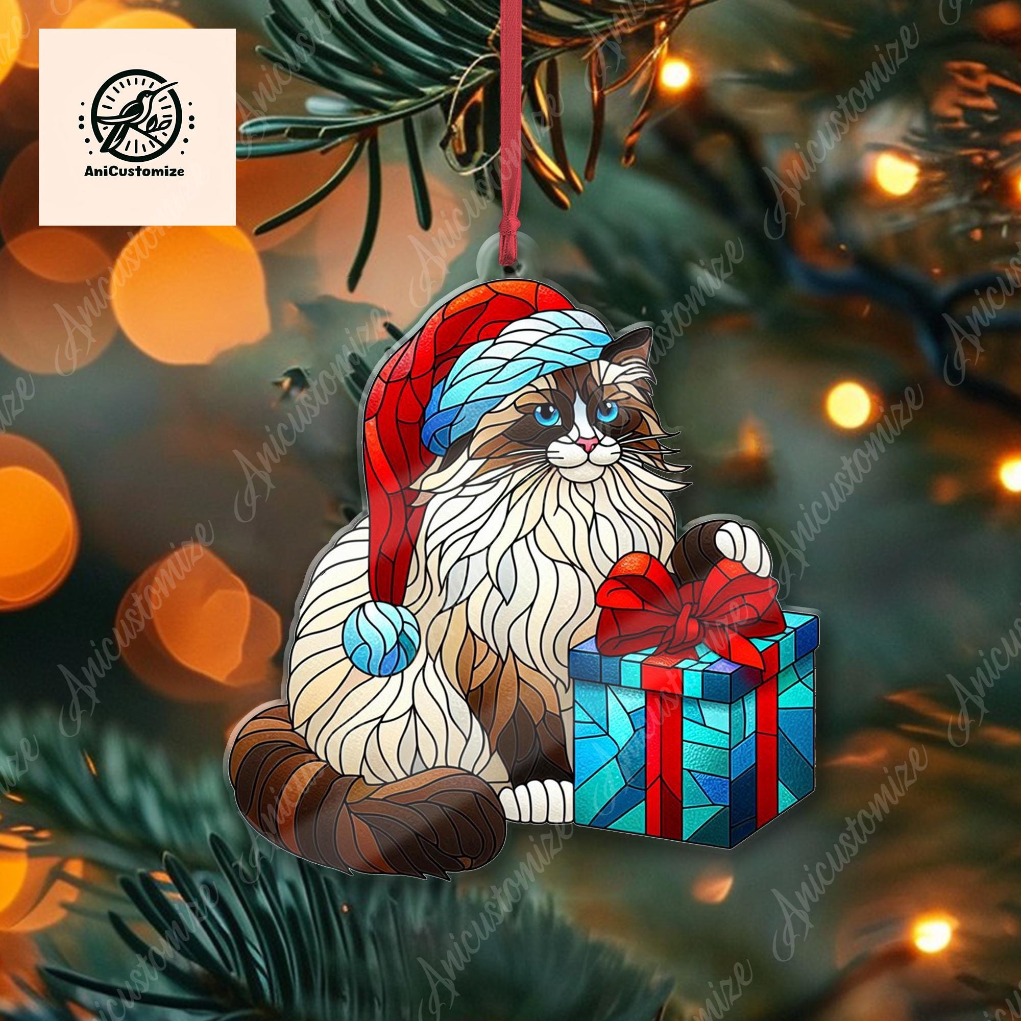 Christmas Cat Ornament, Ragdoll Cat Ornament, Cat Xmas Decor, Xmas Ornament, Cat Lover Gift, Xmas Decor, Gift For Her, Christmas Gift Idea