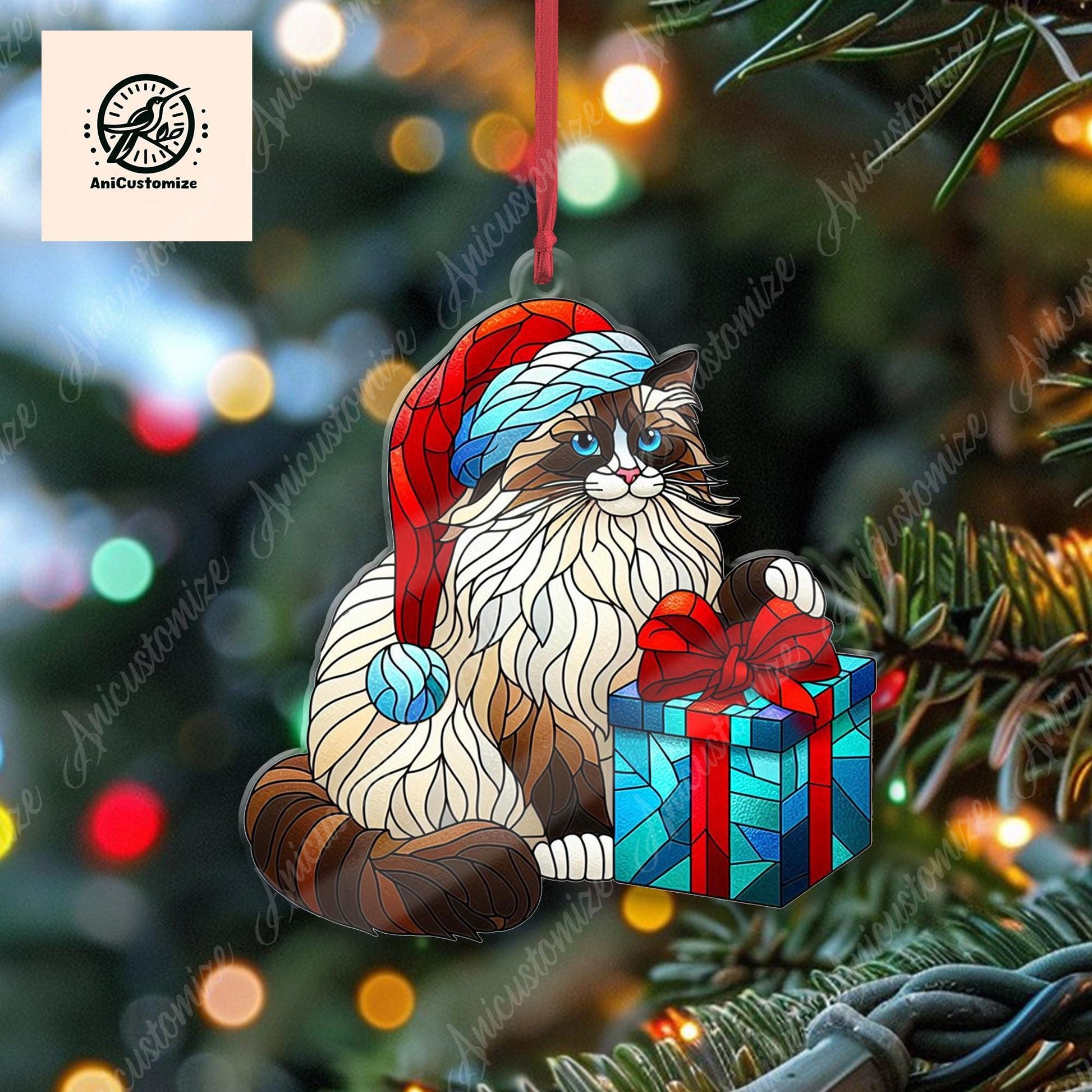 Christmas Cat Ornament, Ragdoll Cat Ornament, Cat Xmas Decor, Xmas Ornament, Cat Lover Gift, Xmas Decor, Gift For Her, Christmas Gift Idea