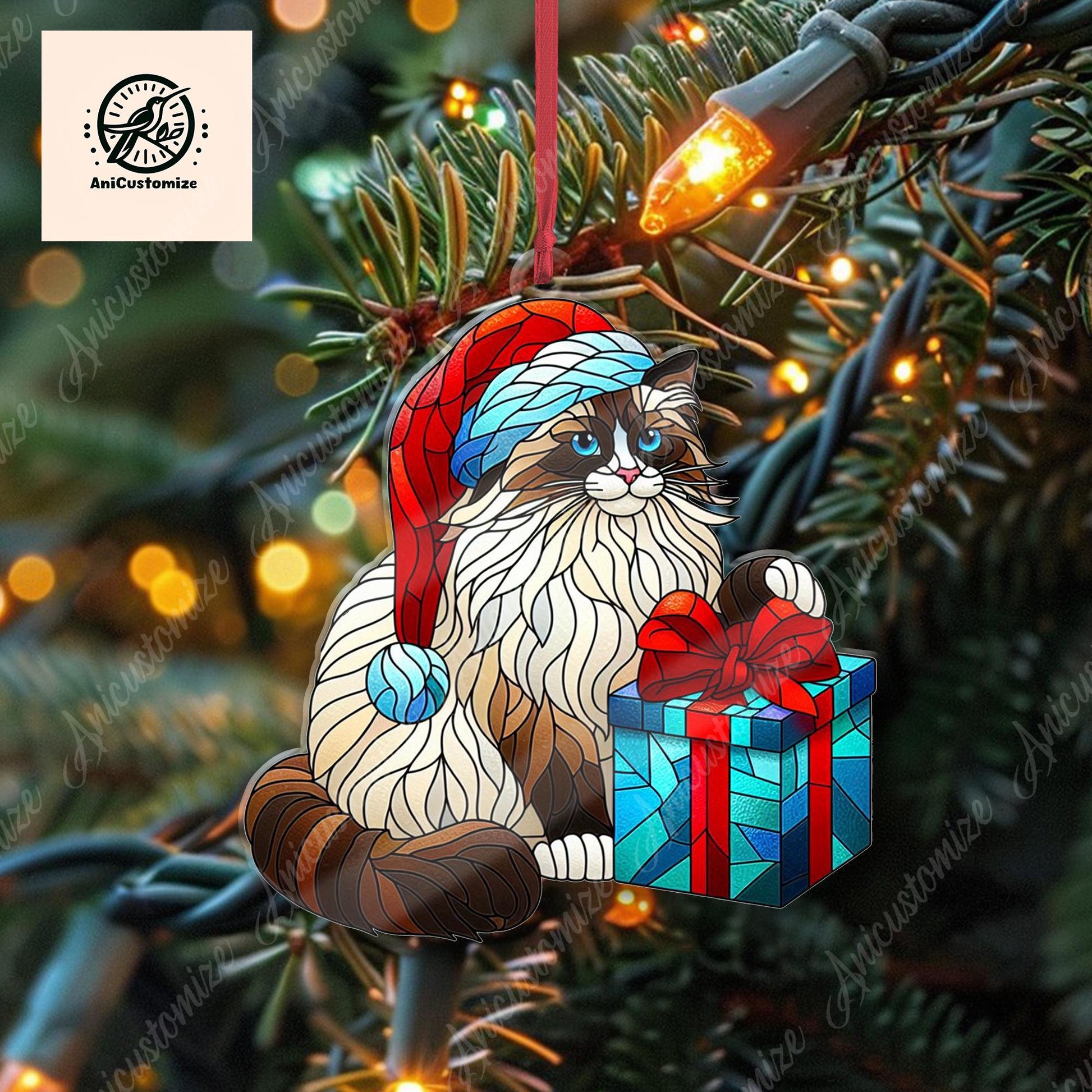 Christmas Cat Ornament, Ragdoll Cat Ornament, Cat Xmas Decor, Xmas Ornament, Cat Lover Gift, Xmas Decor, Gift For Her, Christmas Gift Idea