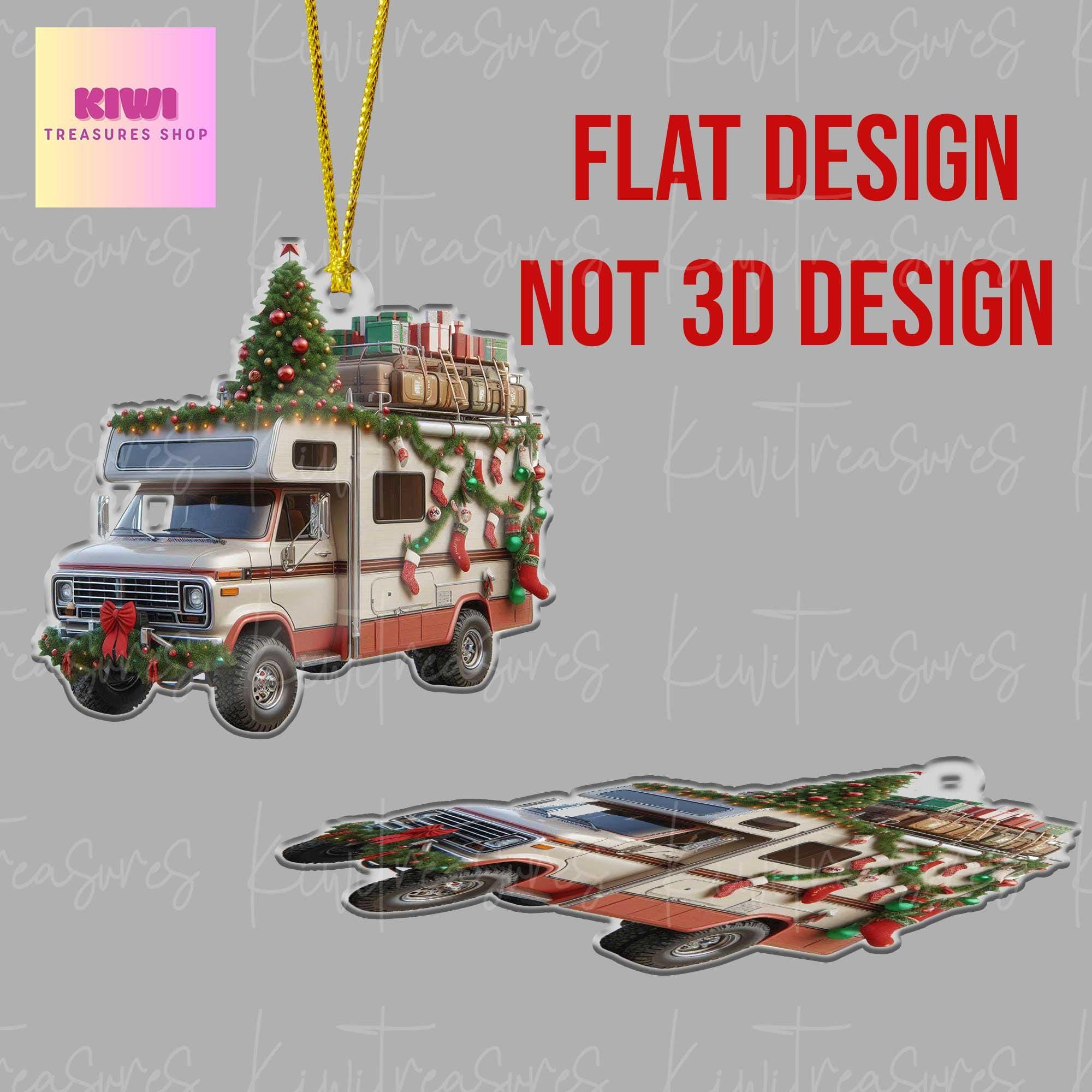 Personalized Camping car Xmas Acrylic Ornament, 2D Flat Ornament, Camper gift, Camping lover gift, Christmas tree hanging, happy camper