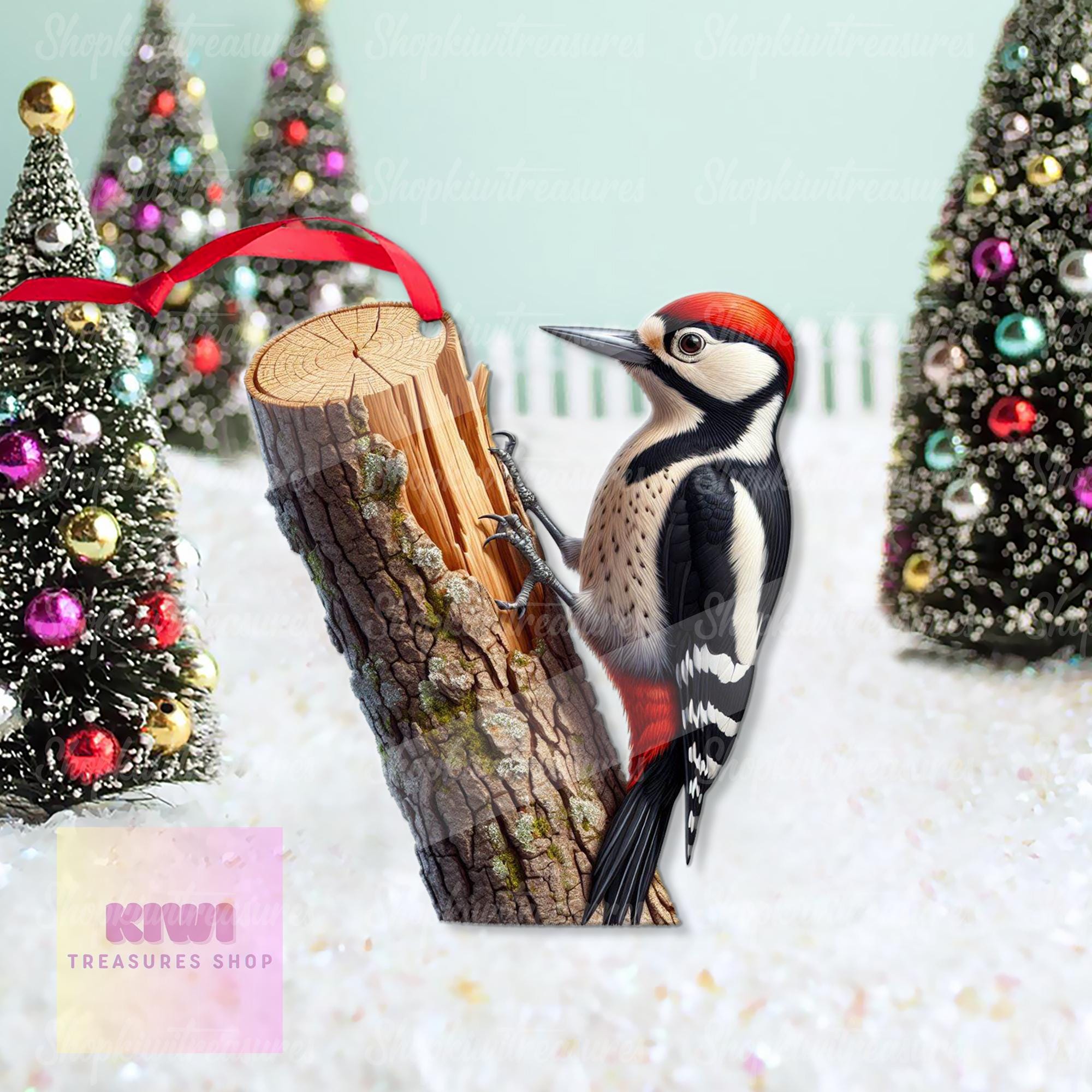 Woodpecker Ornament, 2D Flat Ornament, Perfect gift for bird nerd, Woodpeck lover gift, Funny bird ornament, gift for dad