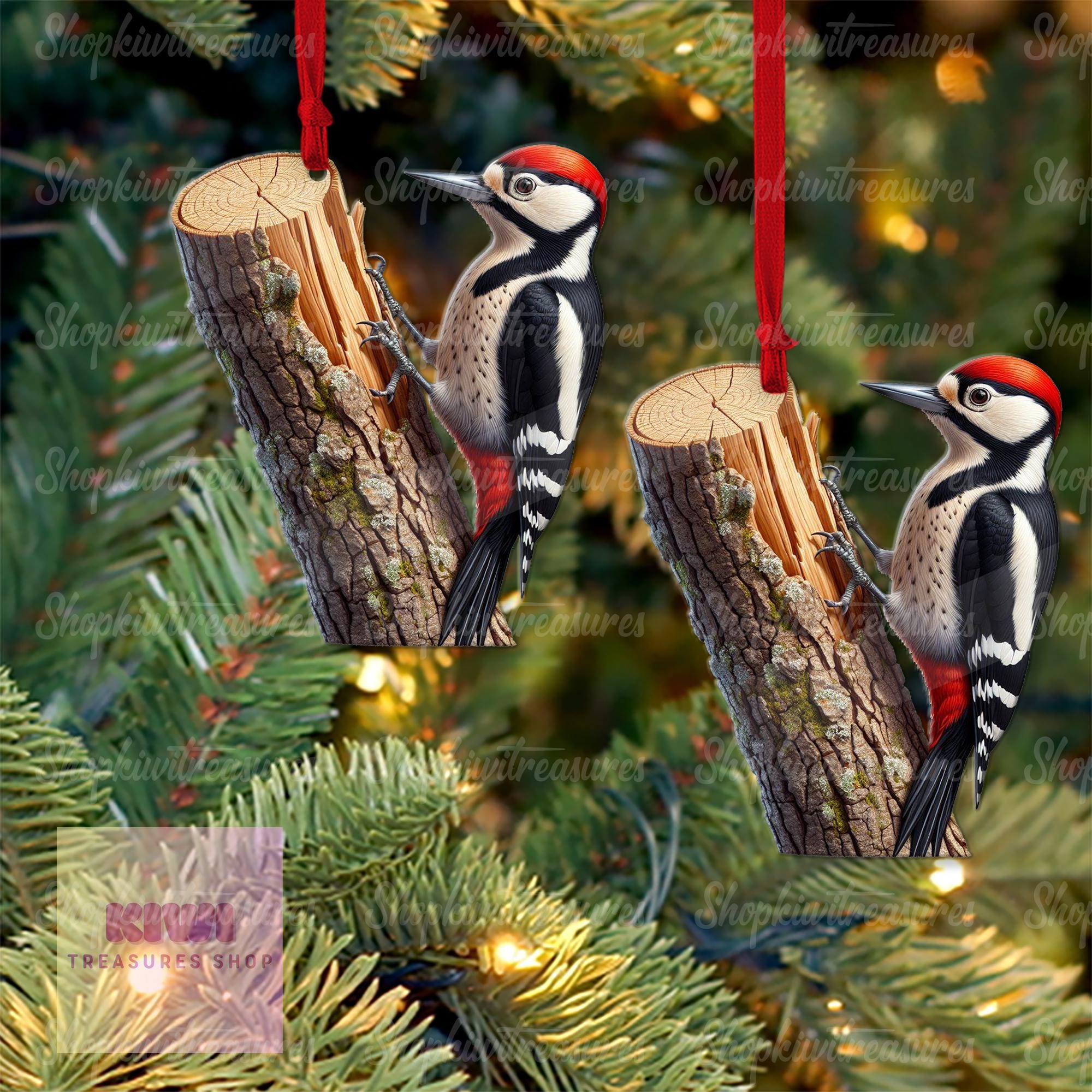 Woodpecker Ornament, 2D Flat Ornament, Perfect gift for bird nerd, Woodpeck lover gift, Funny bird ornament, gift for dad