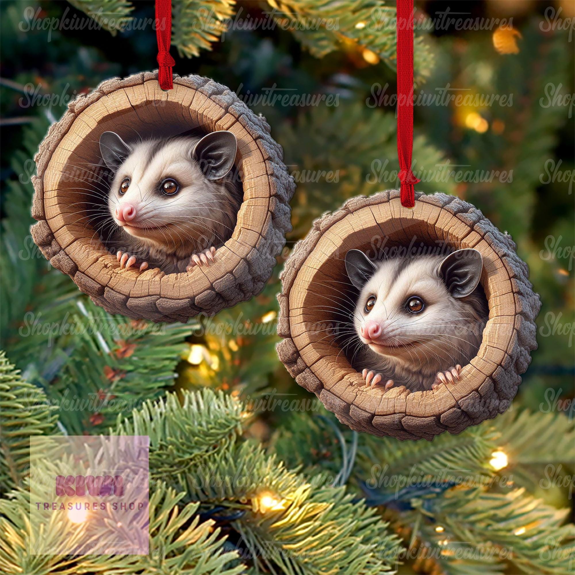 Opossum Ornament, 2D Flat Ornament, Perfect gift for opossum lover, Cute opossum, opossum lover gift, opossum Christmas decor