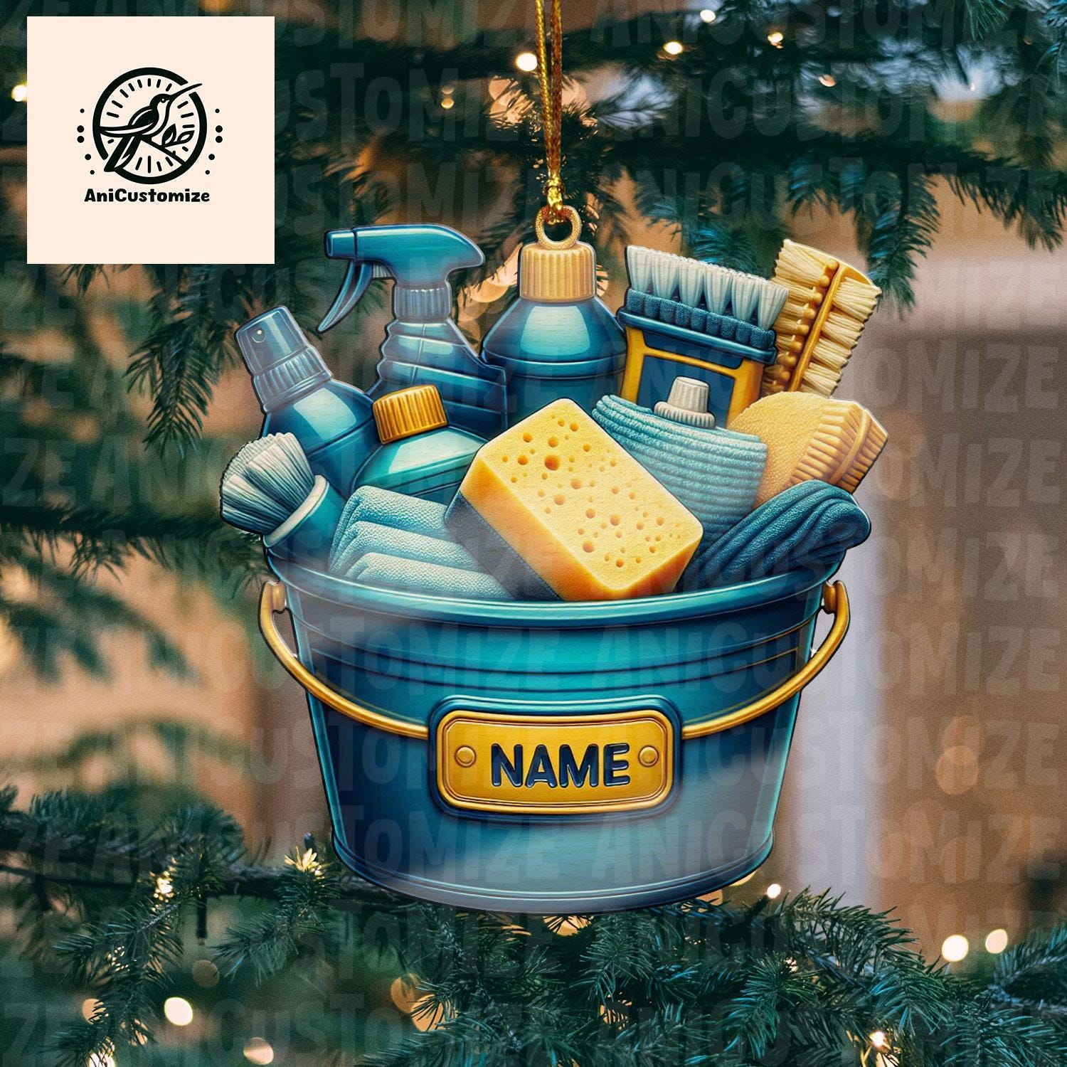 Personalized Housekeeping 2D FLAT Ornament, Cleaning Service Christmas Ornament, Housekeeper Ornament, Janitor Cleaning Lady Ornament