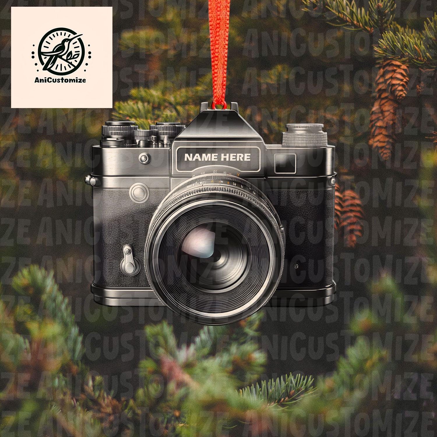 Personalized Camera 2D FLAT Ornament, Camera Ornament, Christmas Ornament Camera Lover Gift, Gift For Photographers, Christmas Tree Decor